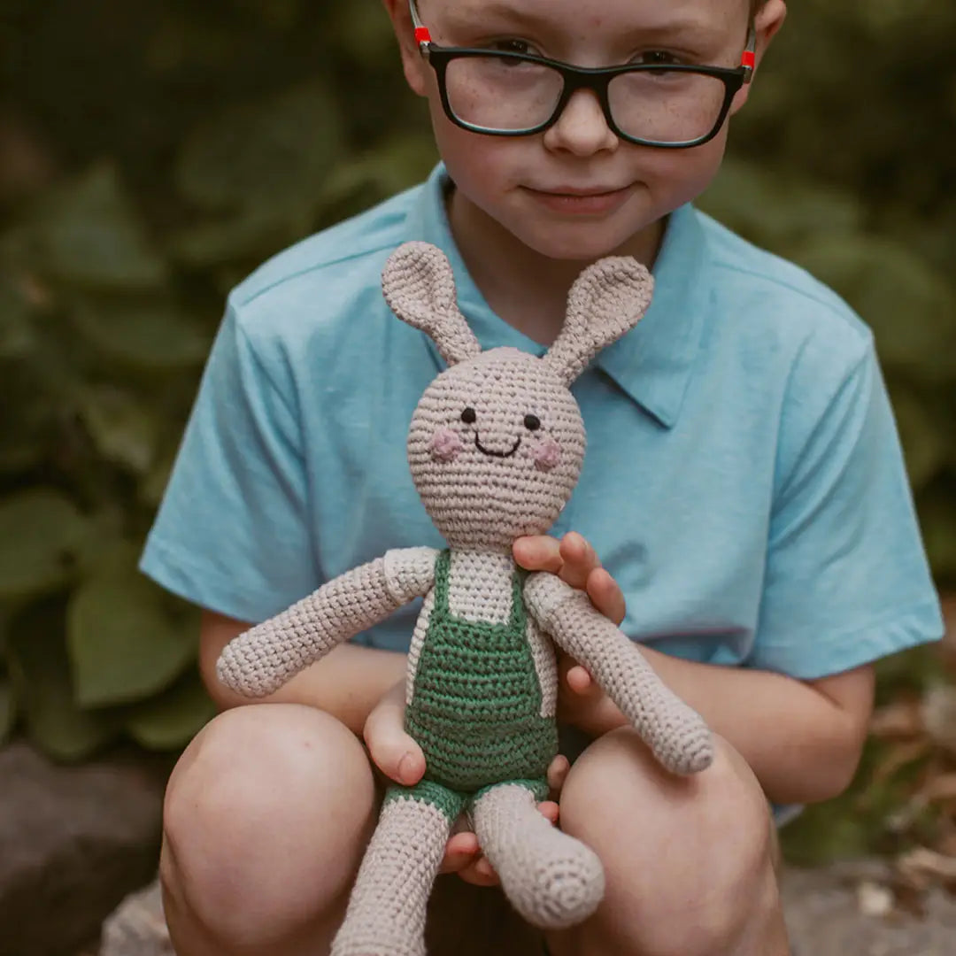 Bunny in Suspenders Stuffed Toy- Assorted Colors- Sold Individually
