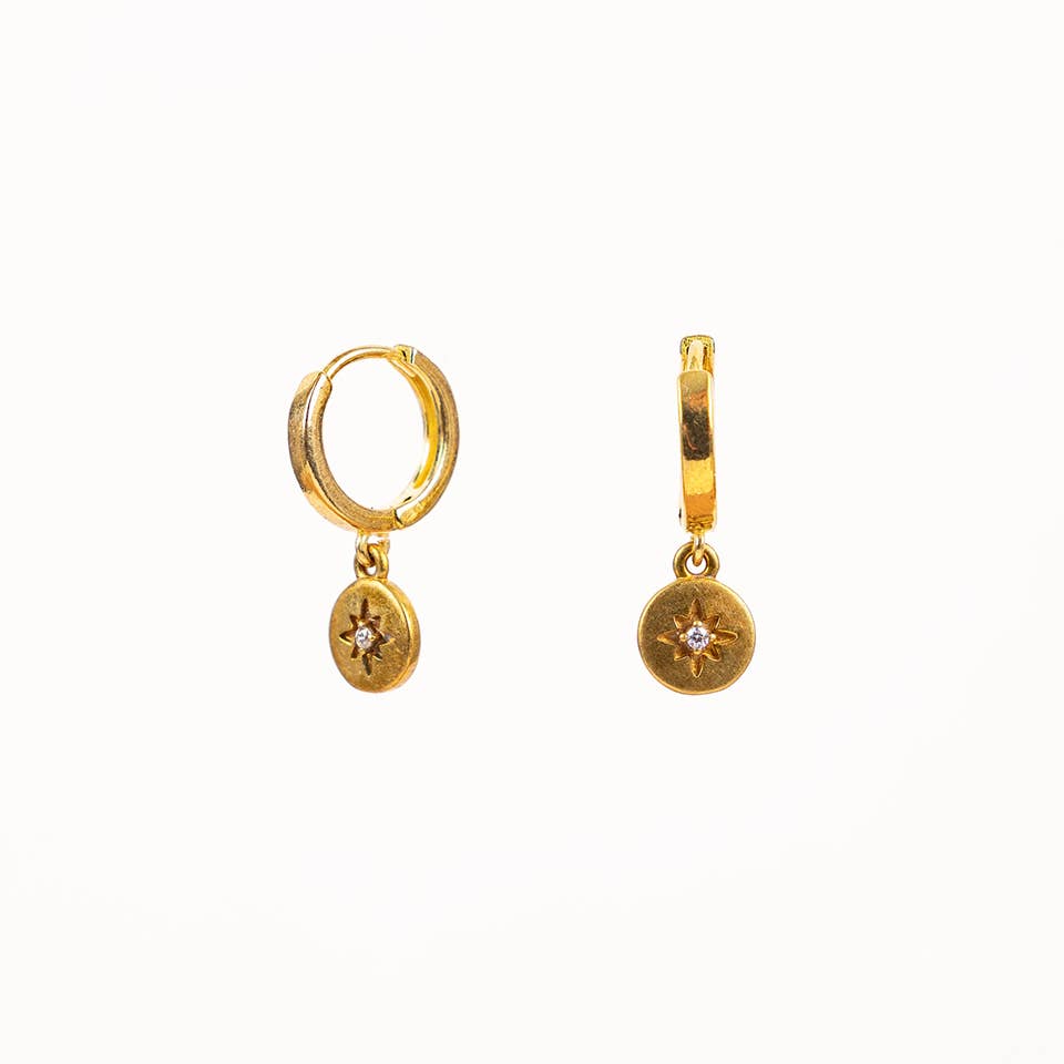 CZ Sunburst Huggie Earrings