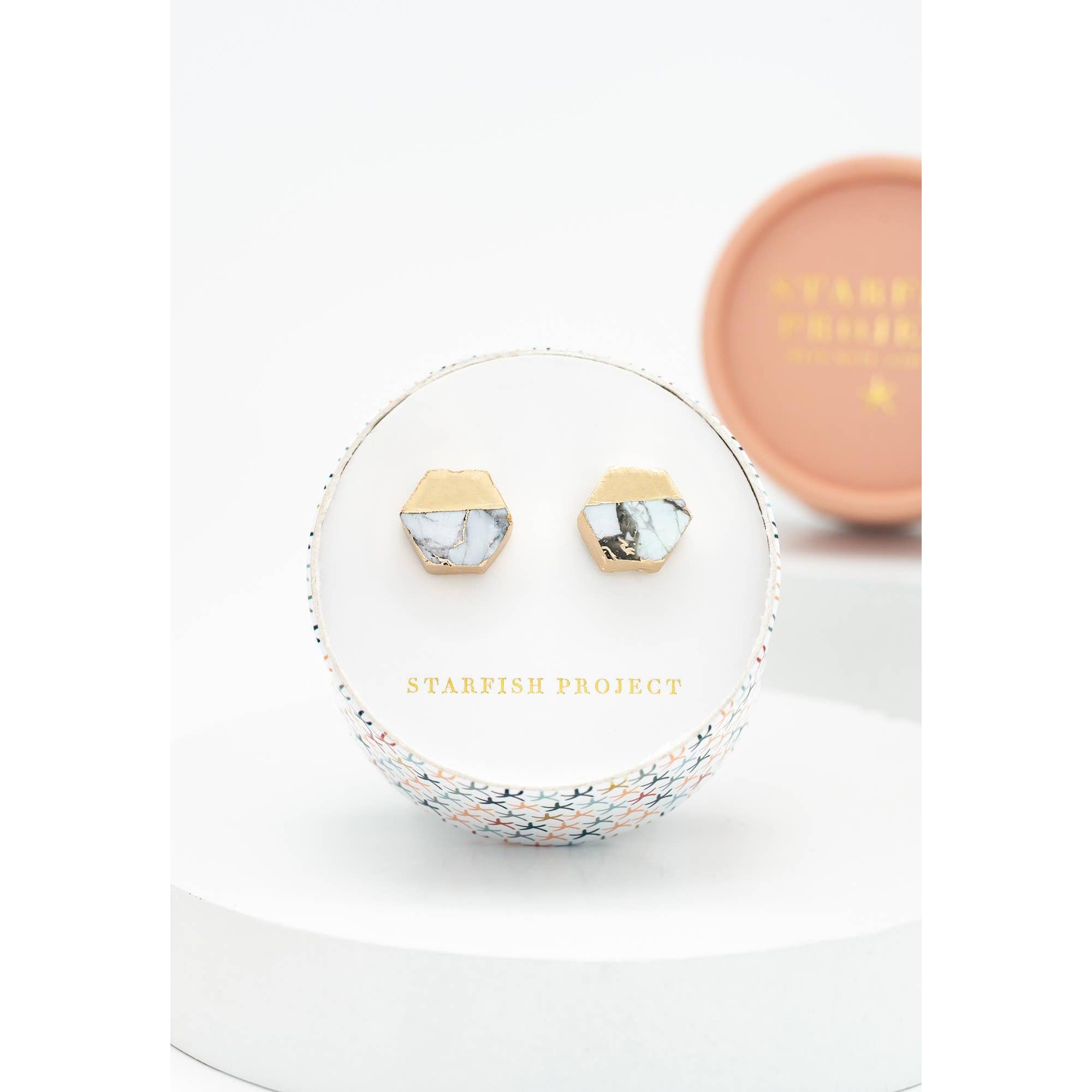 Canopy Stud Earrings – White Turquoise