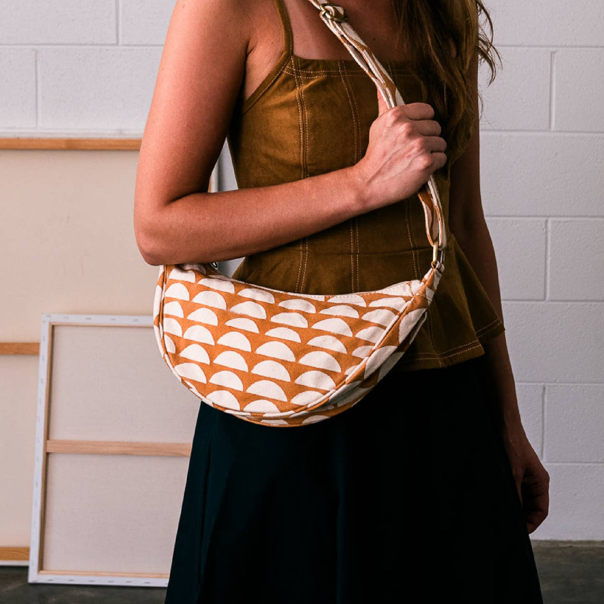 Canvas Moon Sling Bag- Assorted Prints