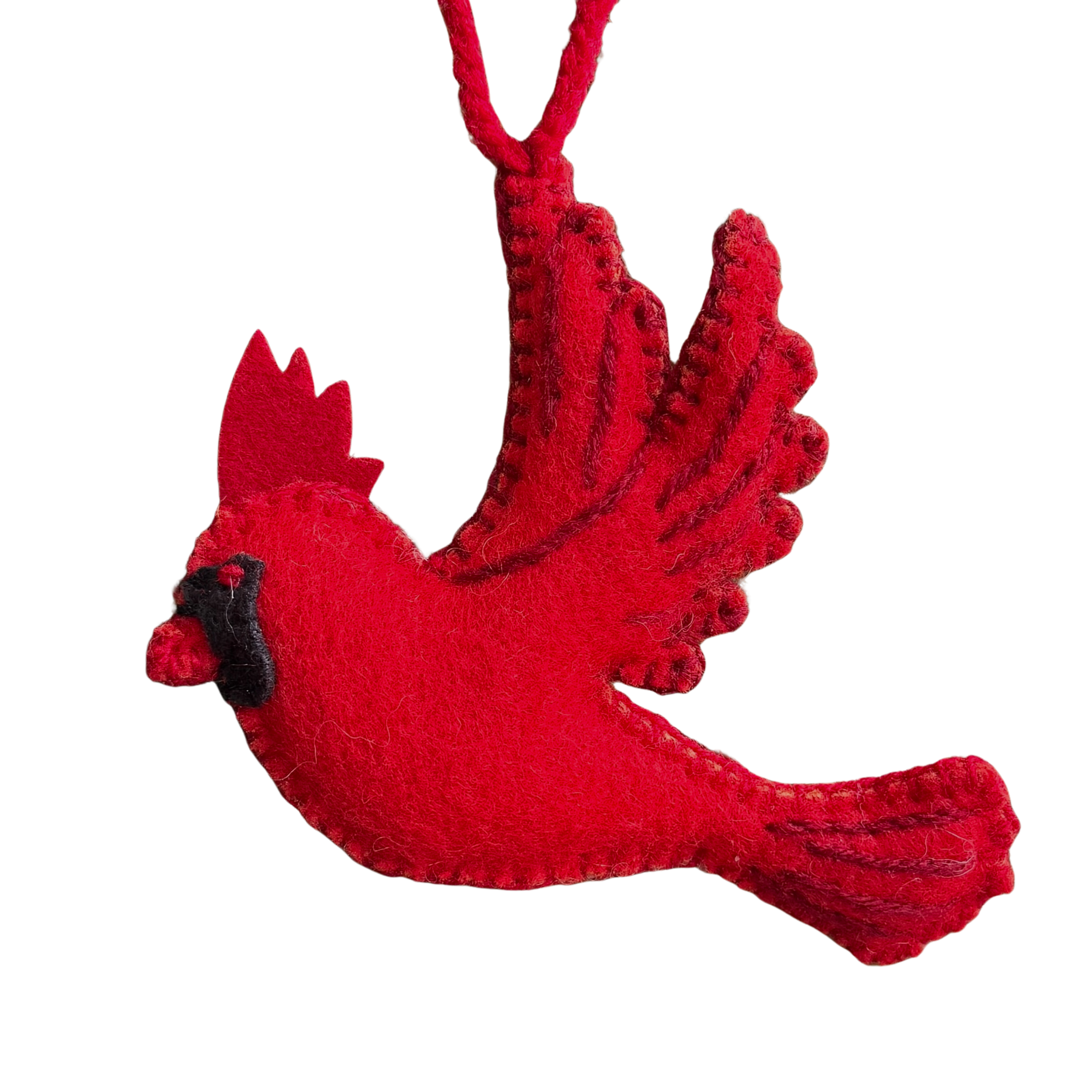 Cardinal Embroidered Wool Christmas Ornament