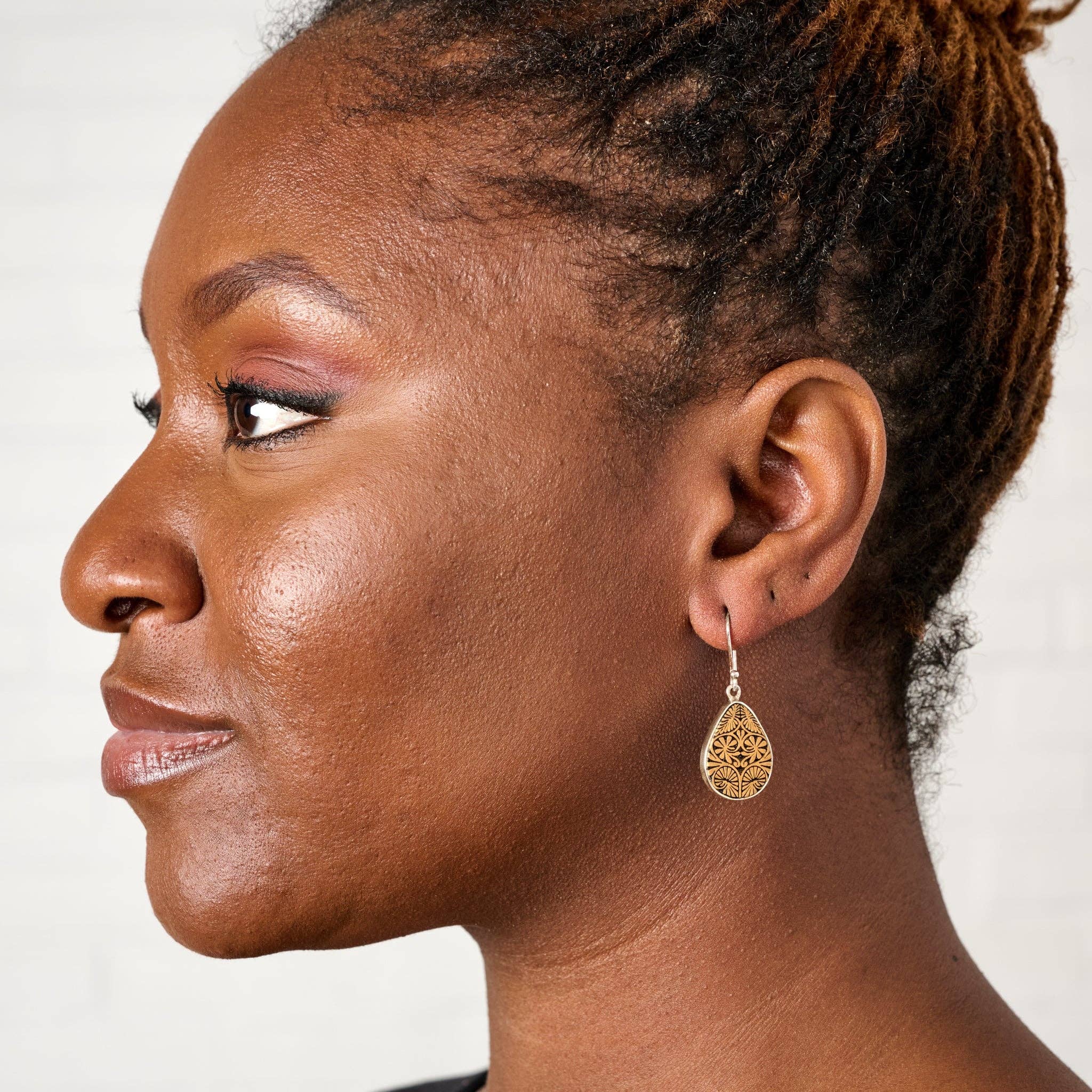 Carved Gourd Teardrop Earrings