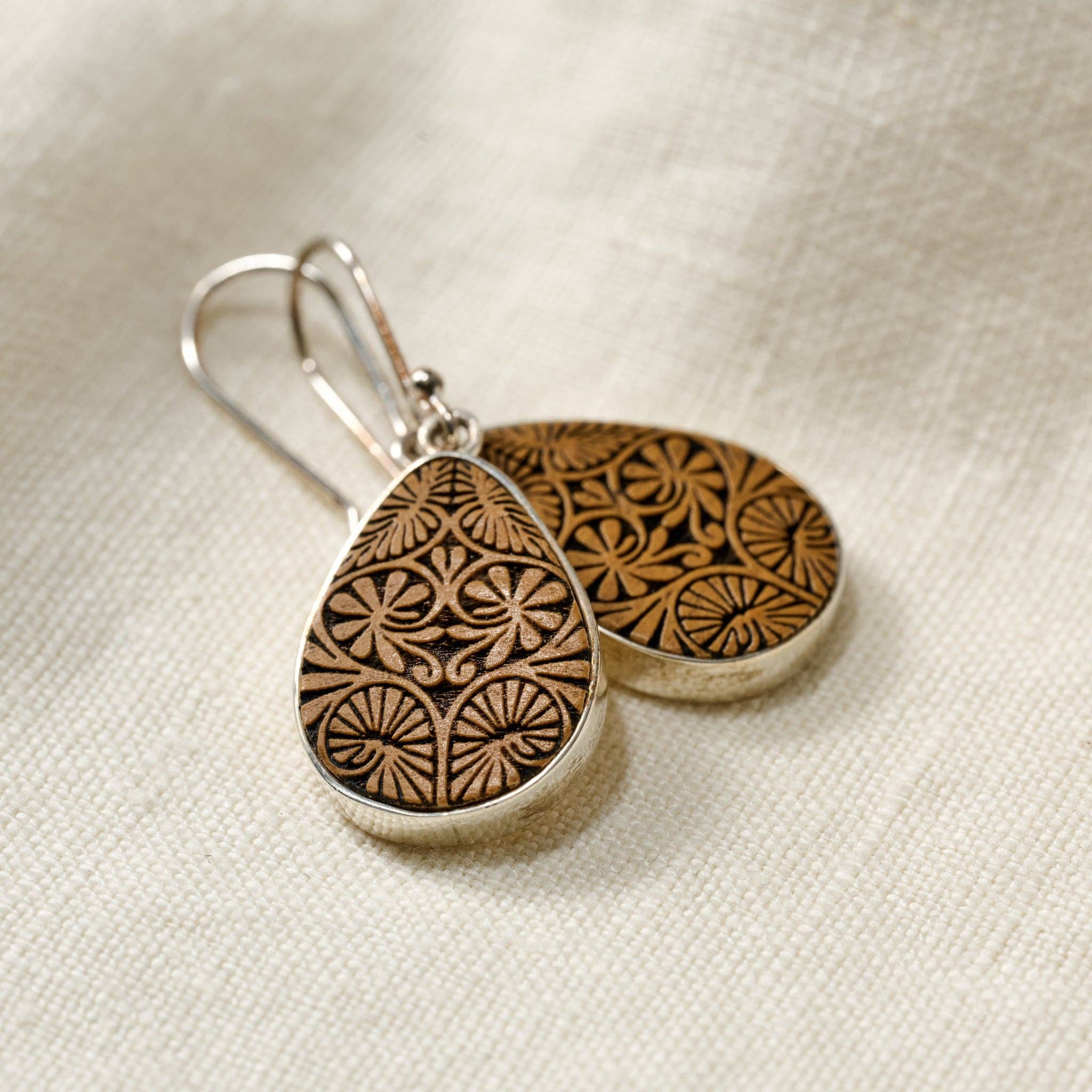 Carved Gourd Teardrop Earrings