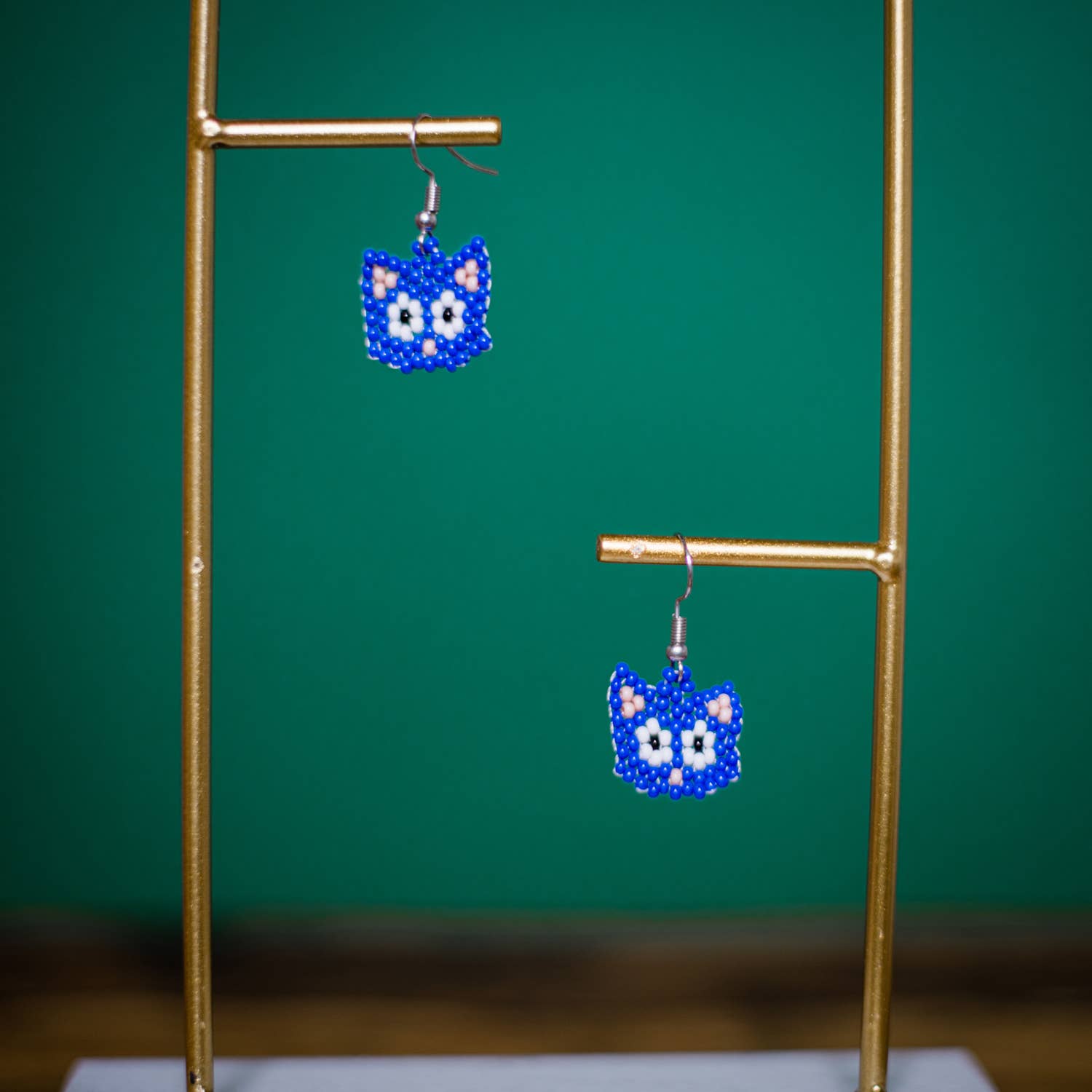 Cat Beaded Earrings- Sold Individually- Assorted Colors*
