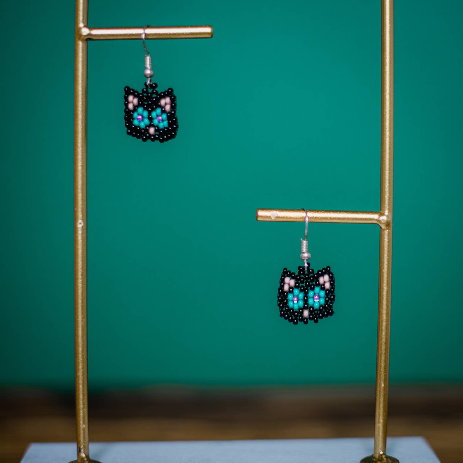 Cat Beaded Earrings- Sold Individually- Assorted Colors*