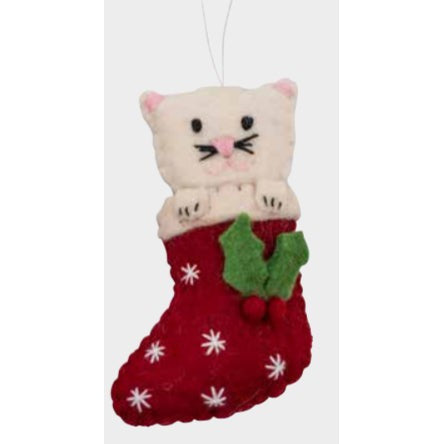 Cat in Stocking Ornament-Sold Individually