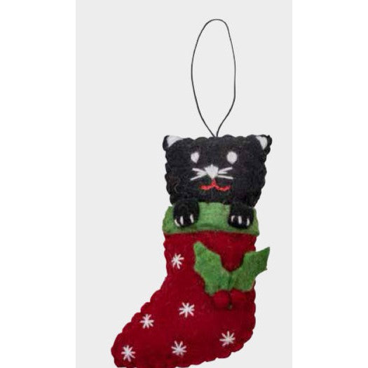 Cat in Stocking Ornament-Sold Individually