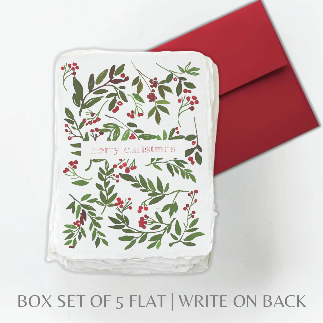 Christmas Greeting Card Box Set of 5 | Merry Christmas Berries