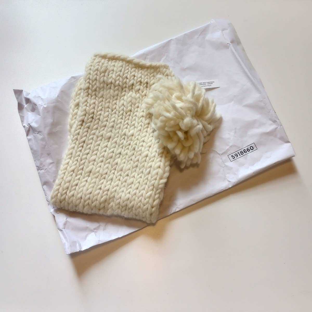 Chunky Knit Christmas Stocking - Cream