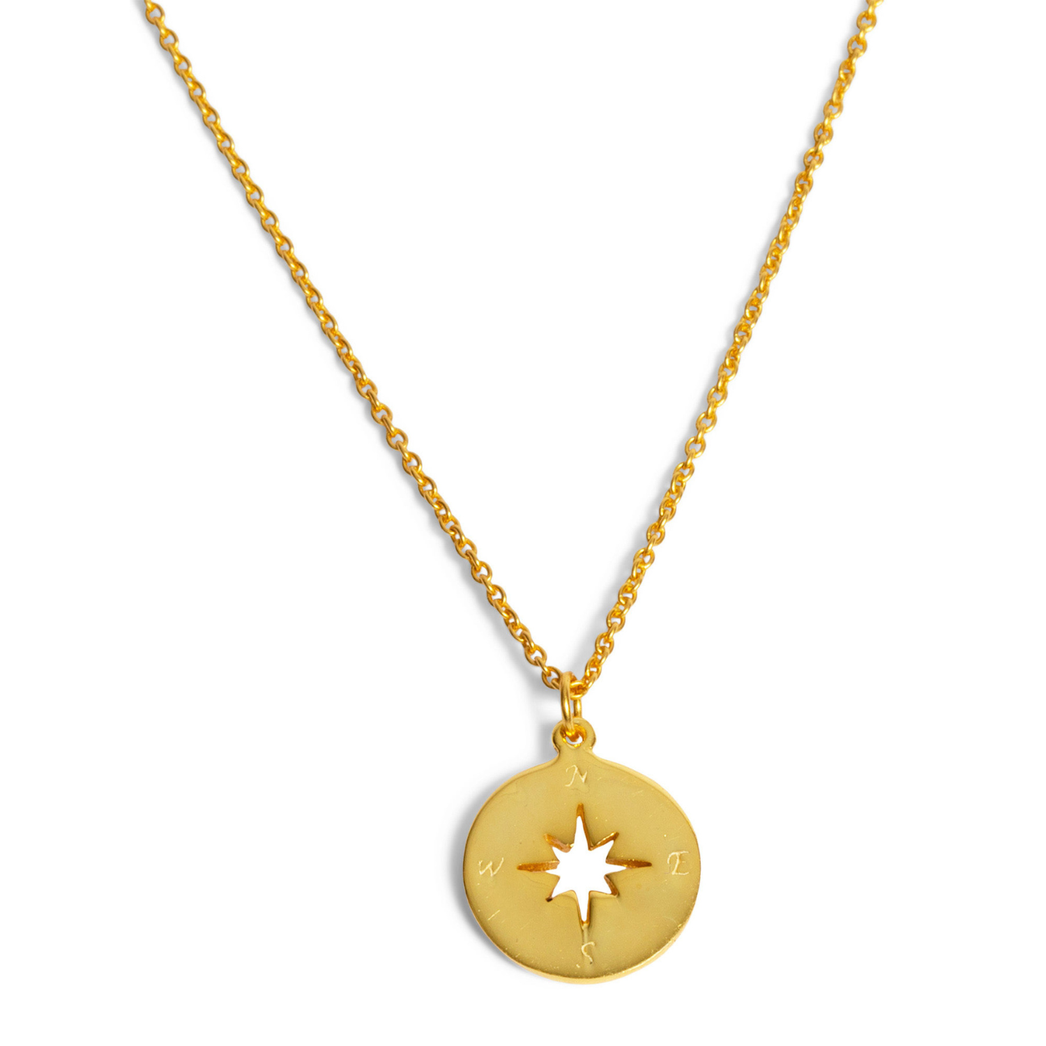 Classic Gold Pendant Necklace - Compass