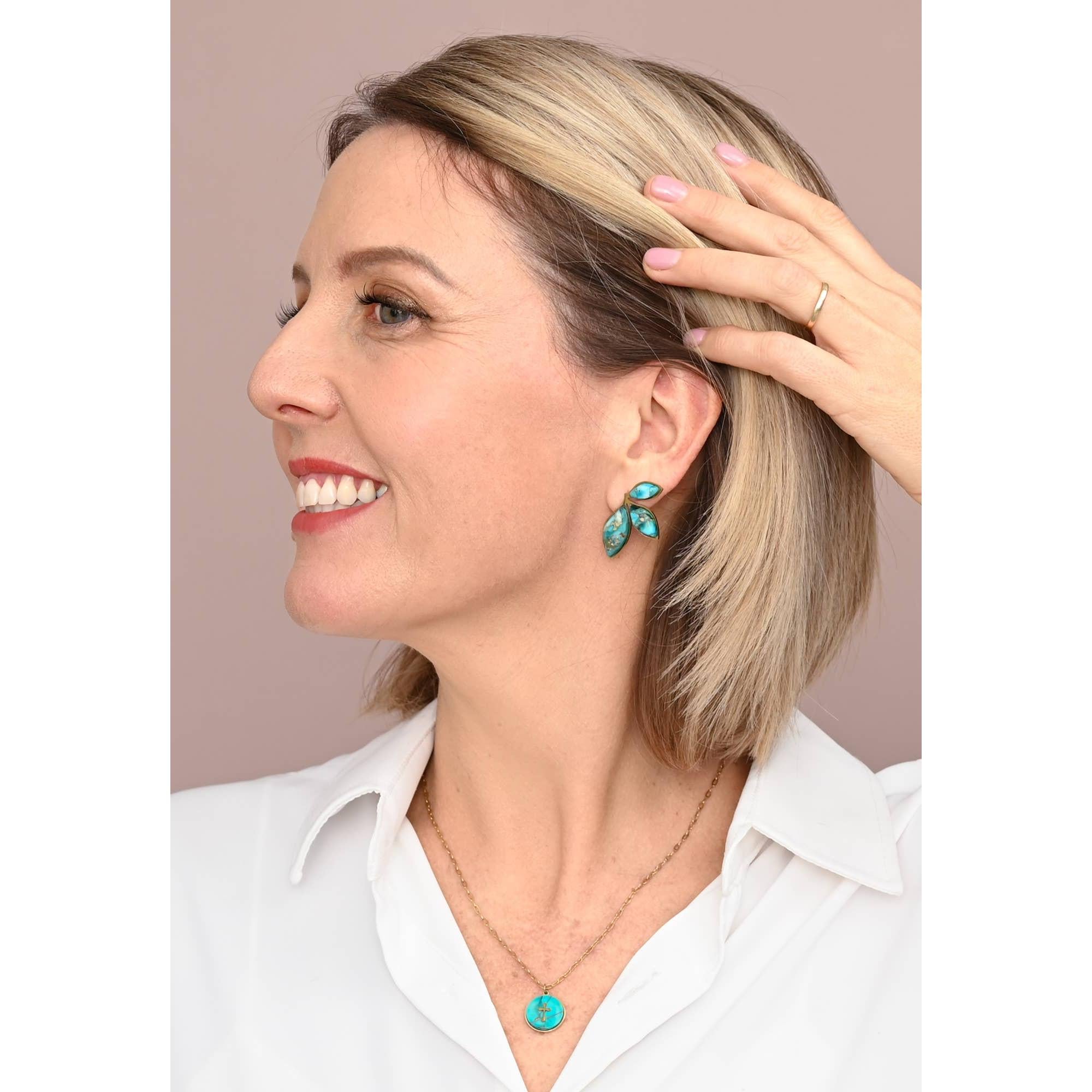Coastal Leaf Emperor Stone Earrings