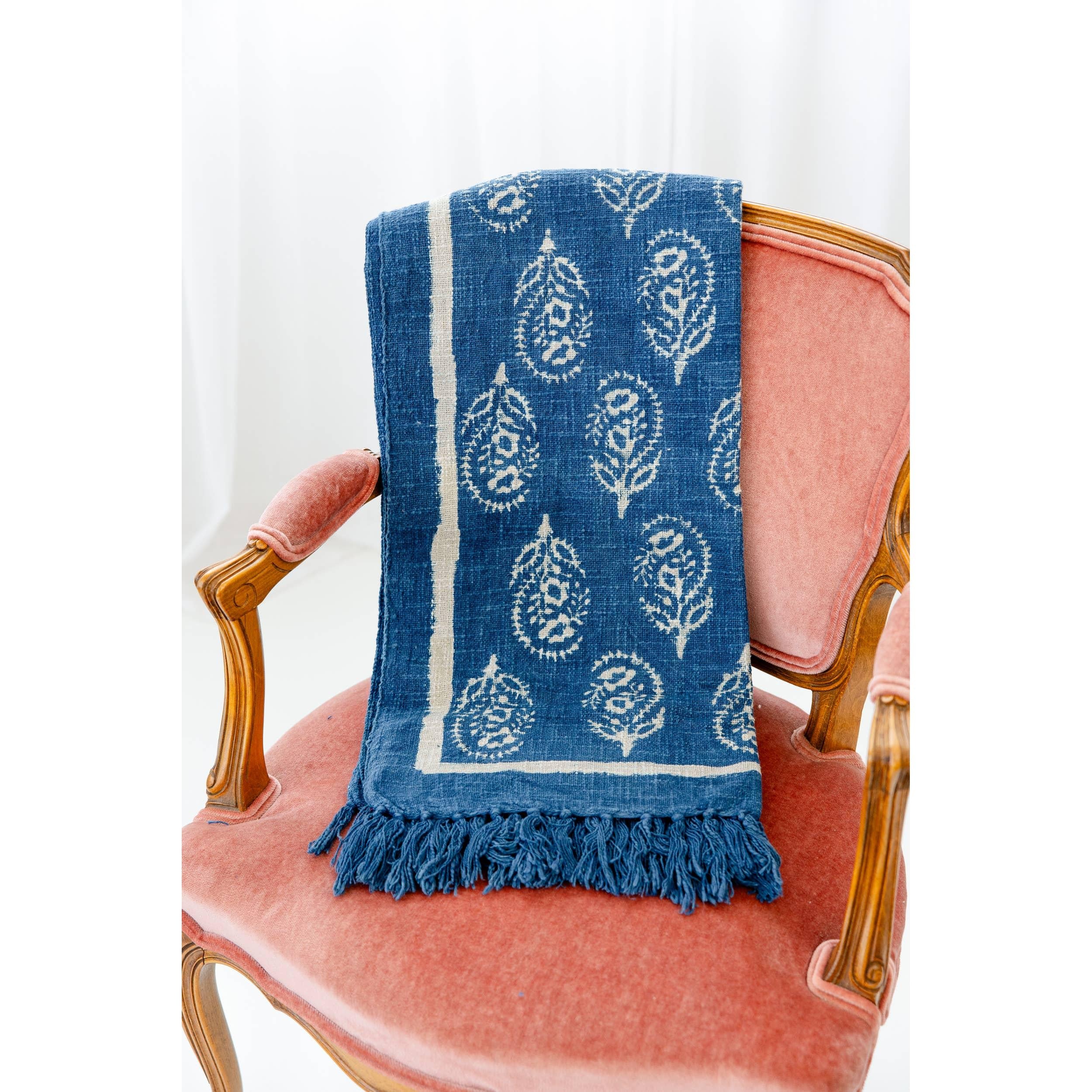 Cobalt Paisley Throw Blanket