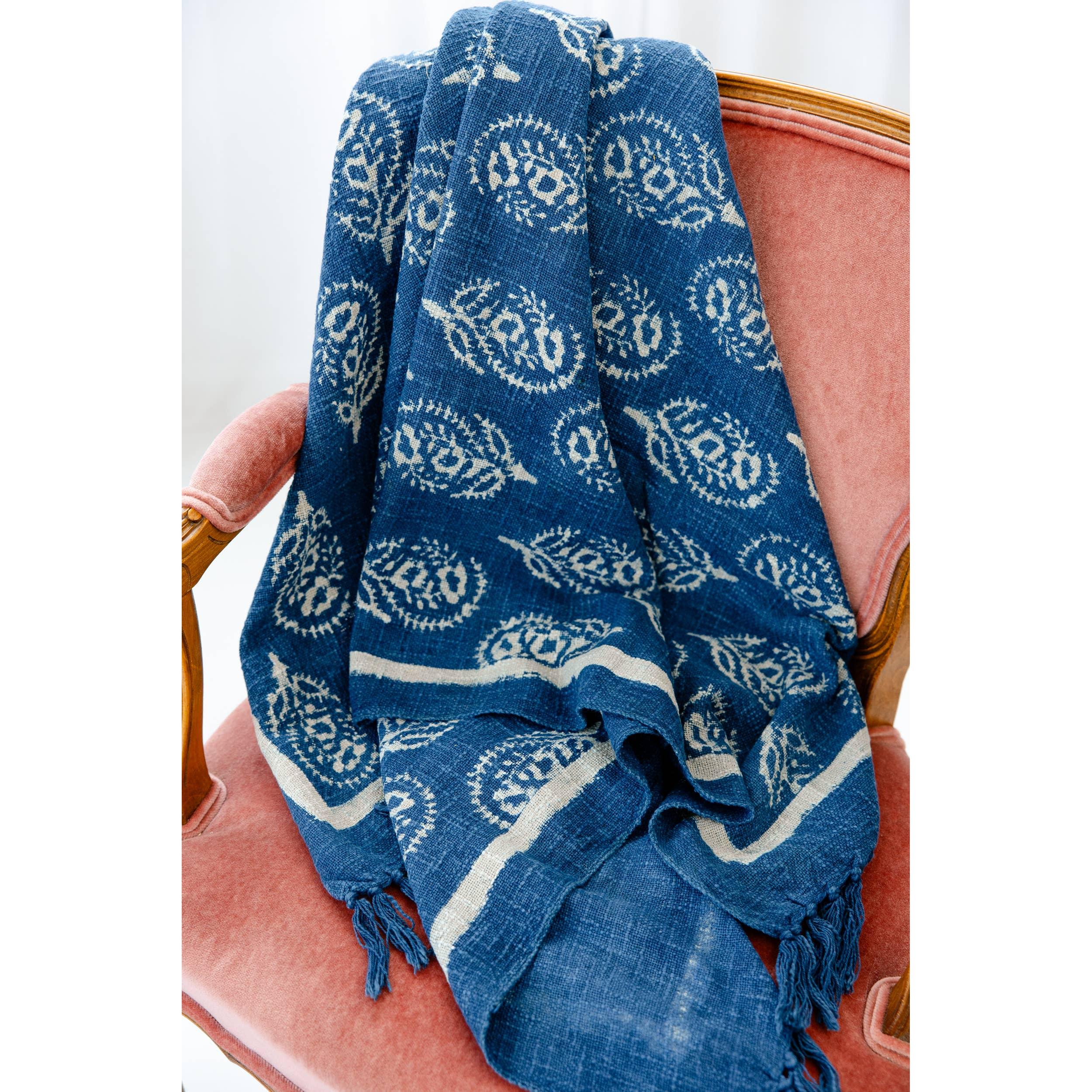 Cobalt Paisley Throw Blanket