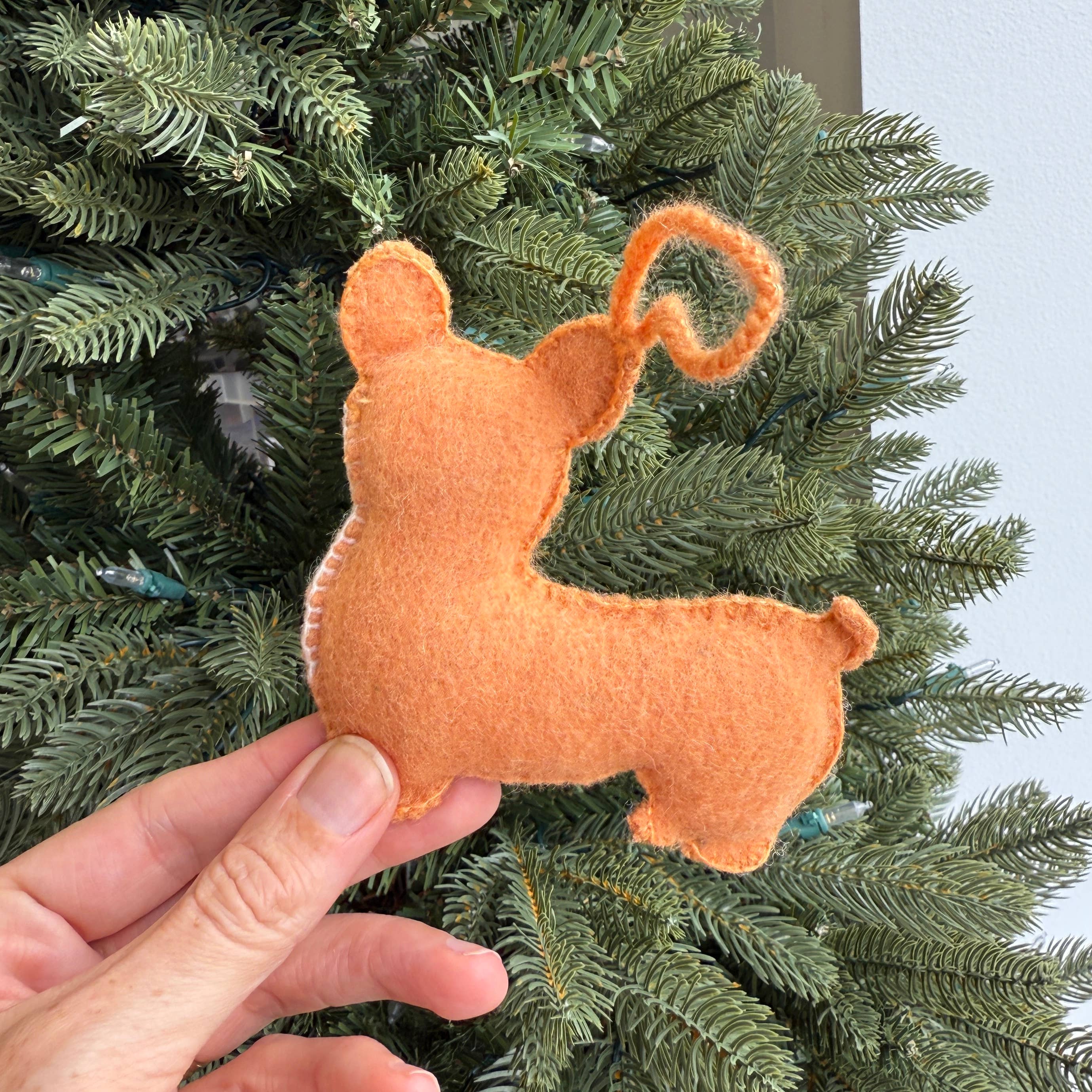 Corgi Embroidered Wool Ornament 