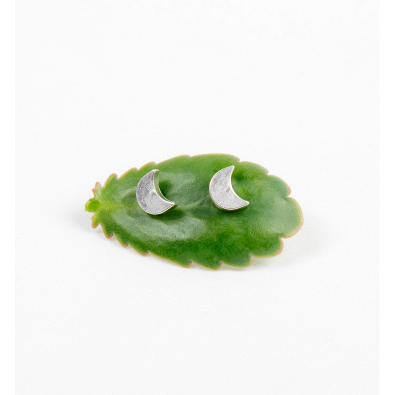 Crescent Moon Post Earring - Silver