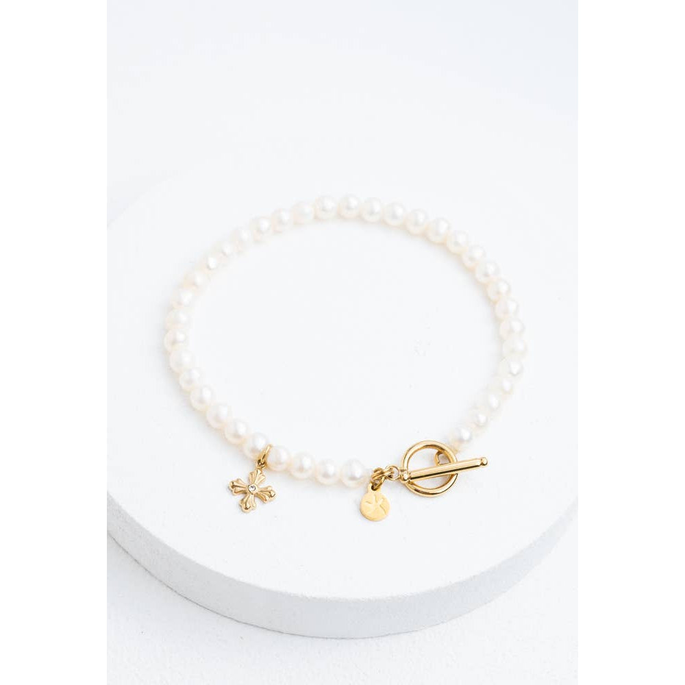 Cultured Cross Pearl Bracelet