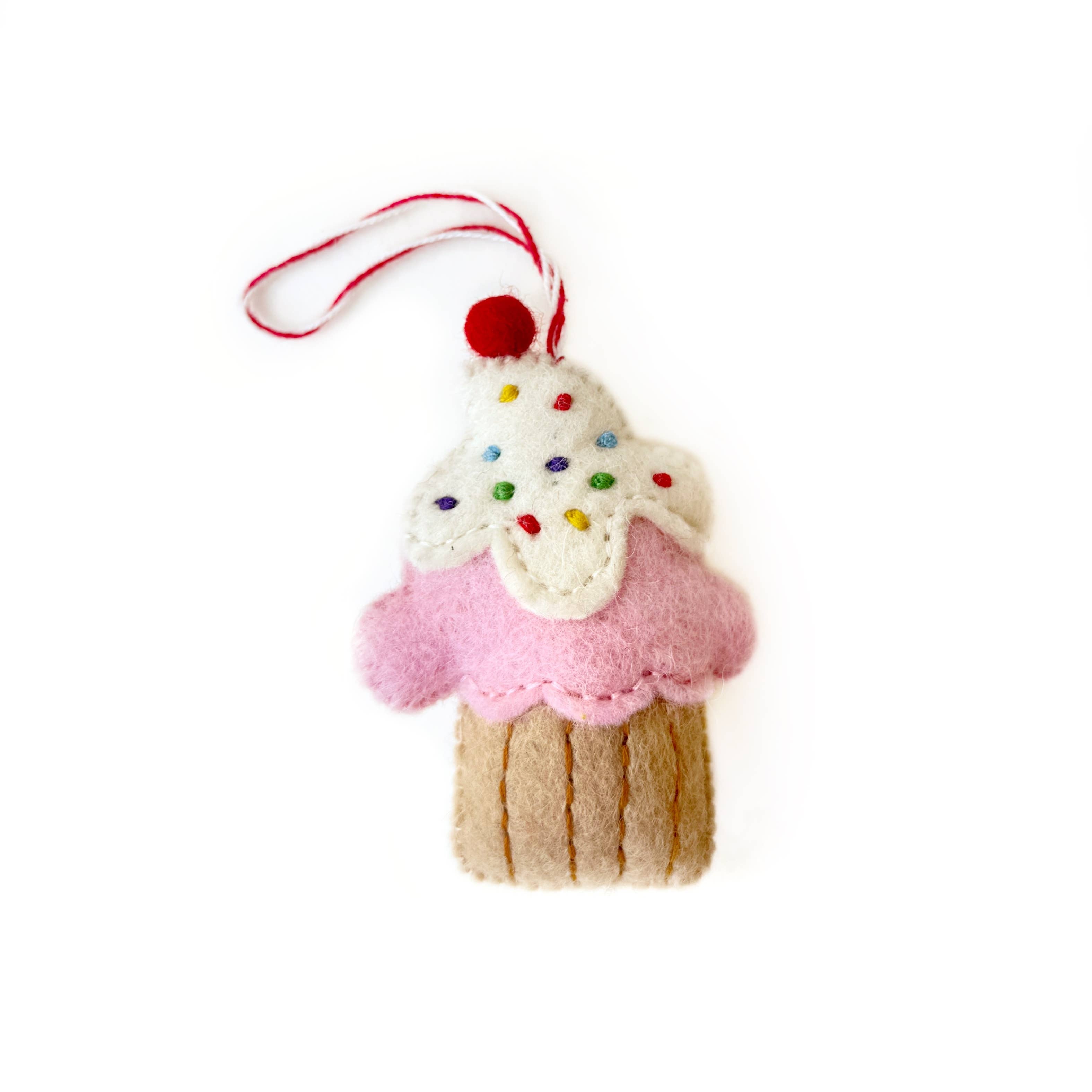 Cupcake Felt Wool Ornament