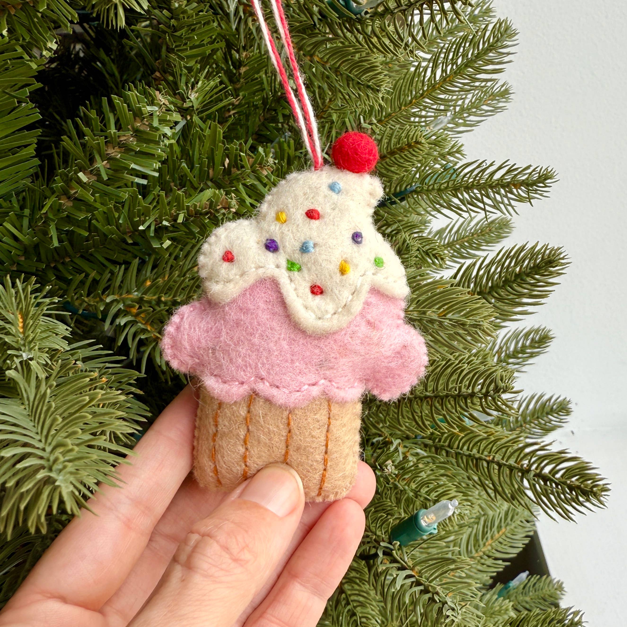 Cupcake Felt Wool Ornament