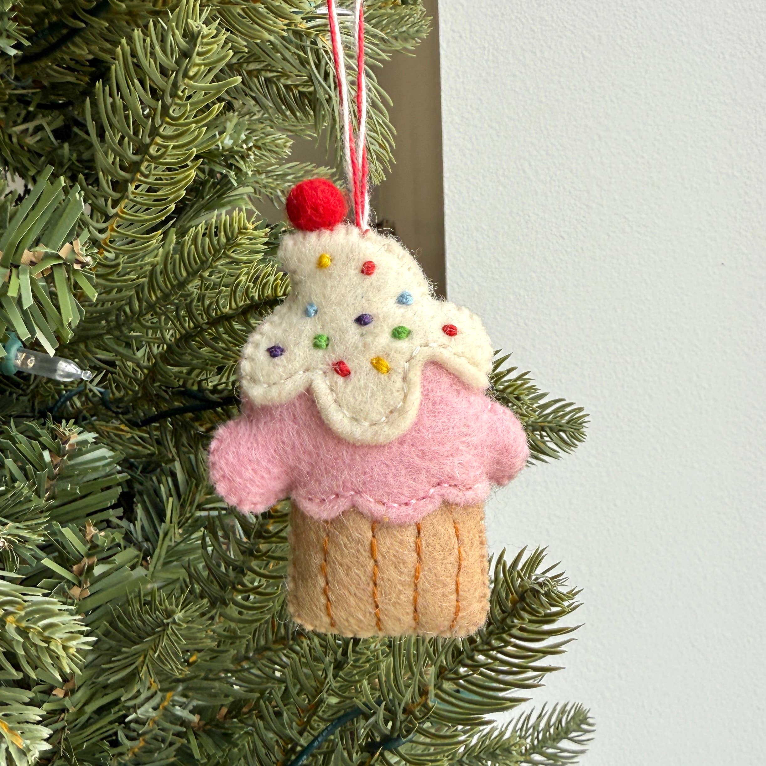 Cupcake Felt Wool Ornament