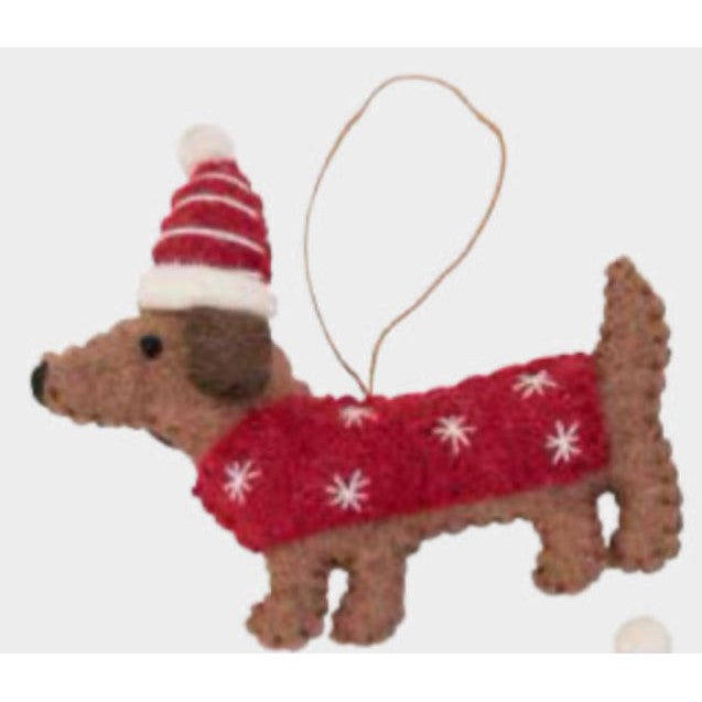 Dachshund with Hat and Coat Ornament