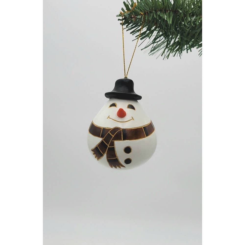 Dapper Snowman Gourd Ornament