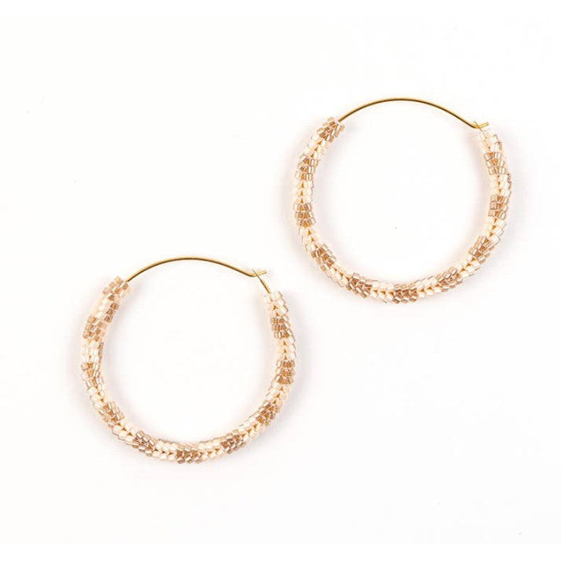 Delica Checkerboard Hoop Earrings- Blush