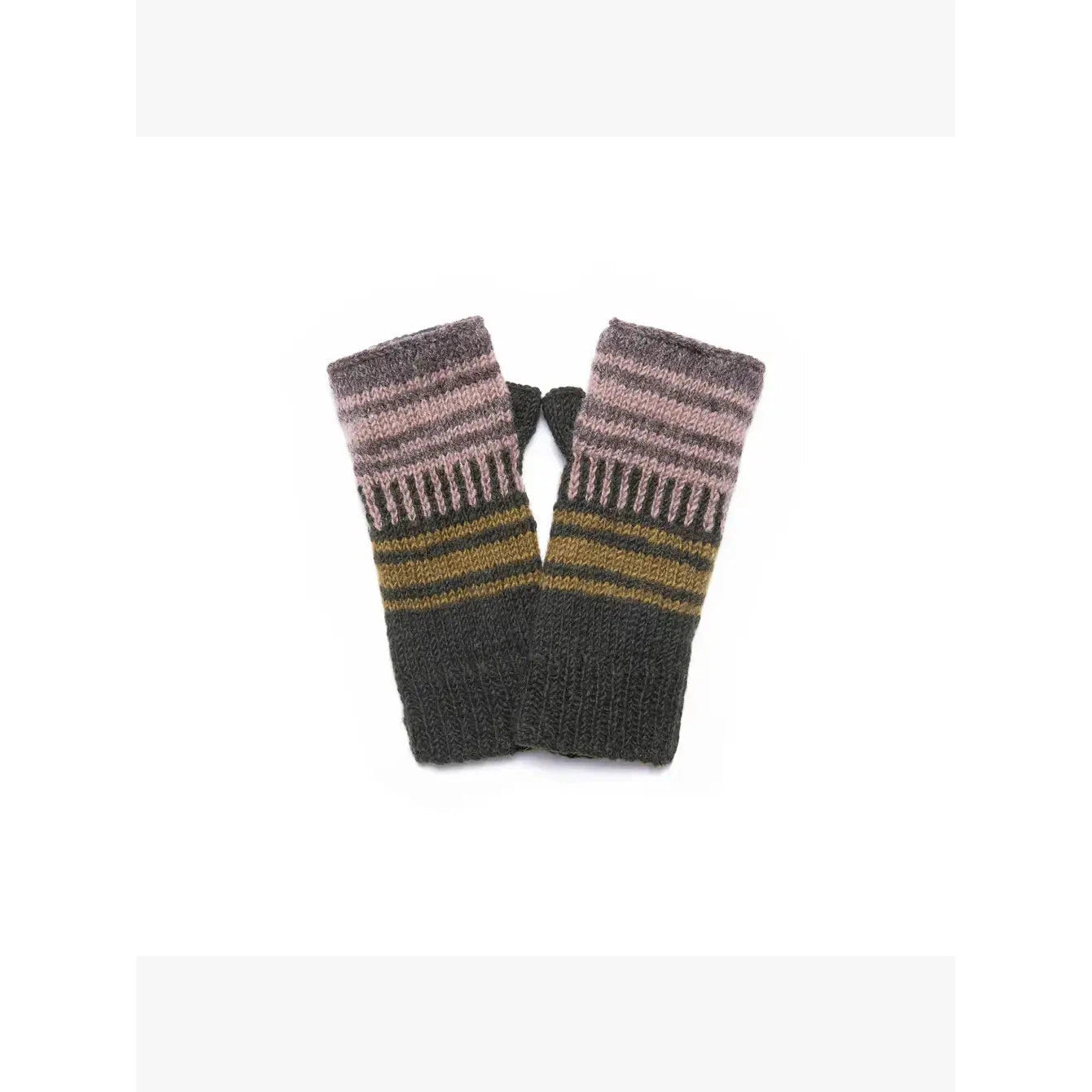 Devi Wool Knit Half Mittens- Olive