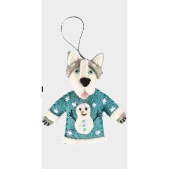Dog in Christmas Sweater Ornament- Assorted Breeds/Styles- Sold Individually