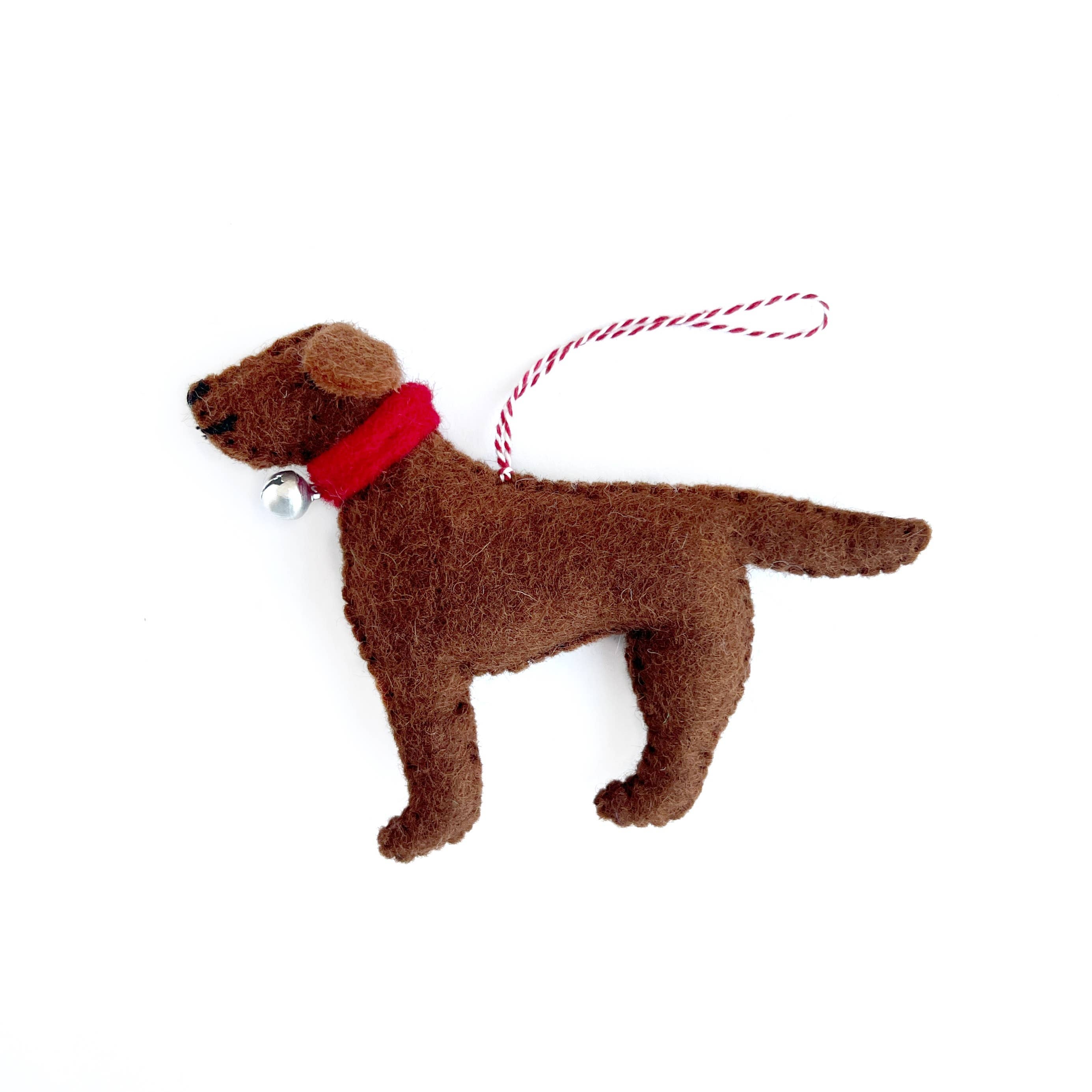 Dog with Bell Felt Wool Ornament