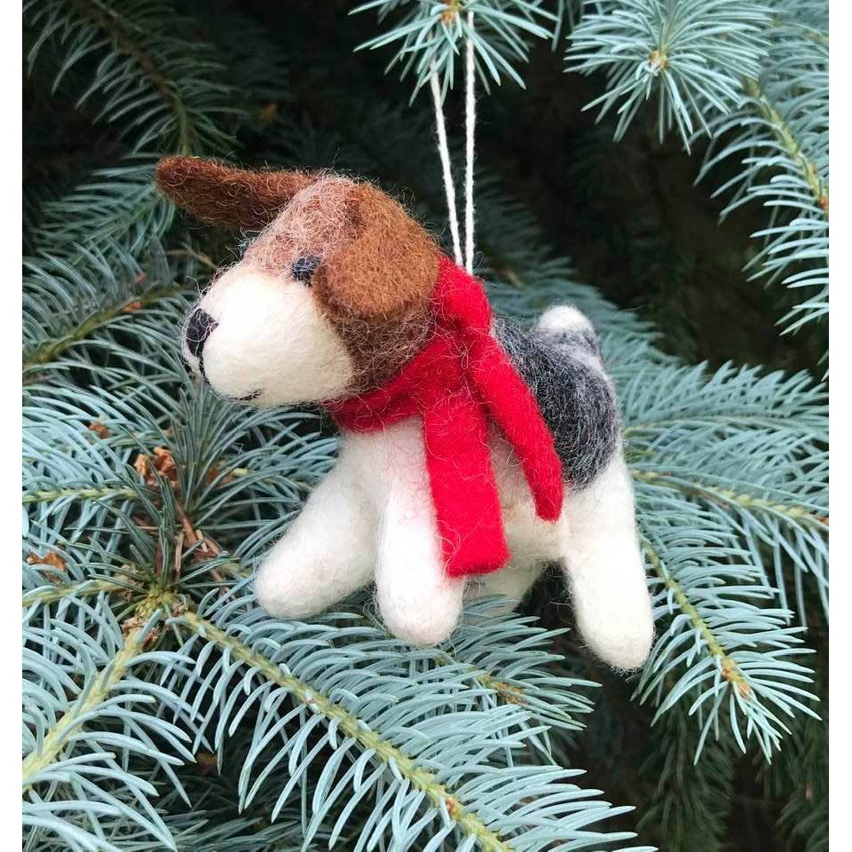 Dog with Red Scarf Ornament