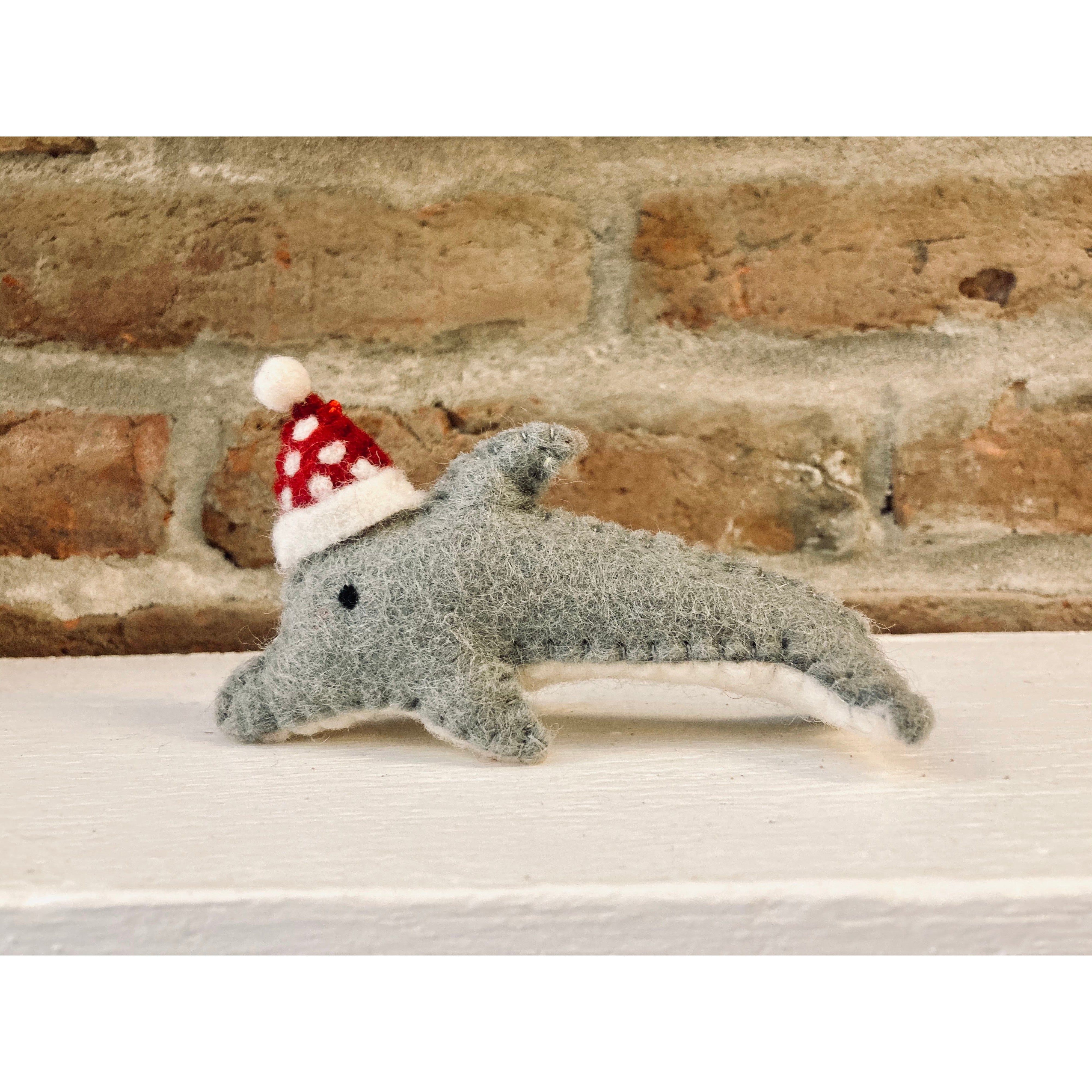 Dolphin with Red Hat Ornament