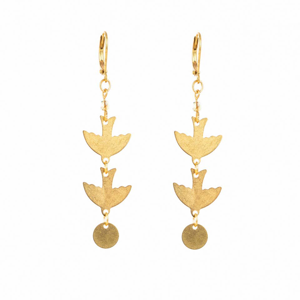 Double Bird & Disc Earring