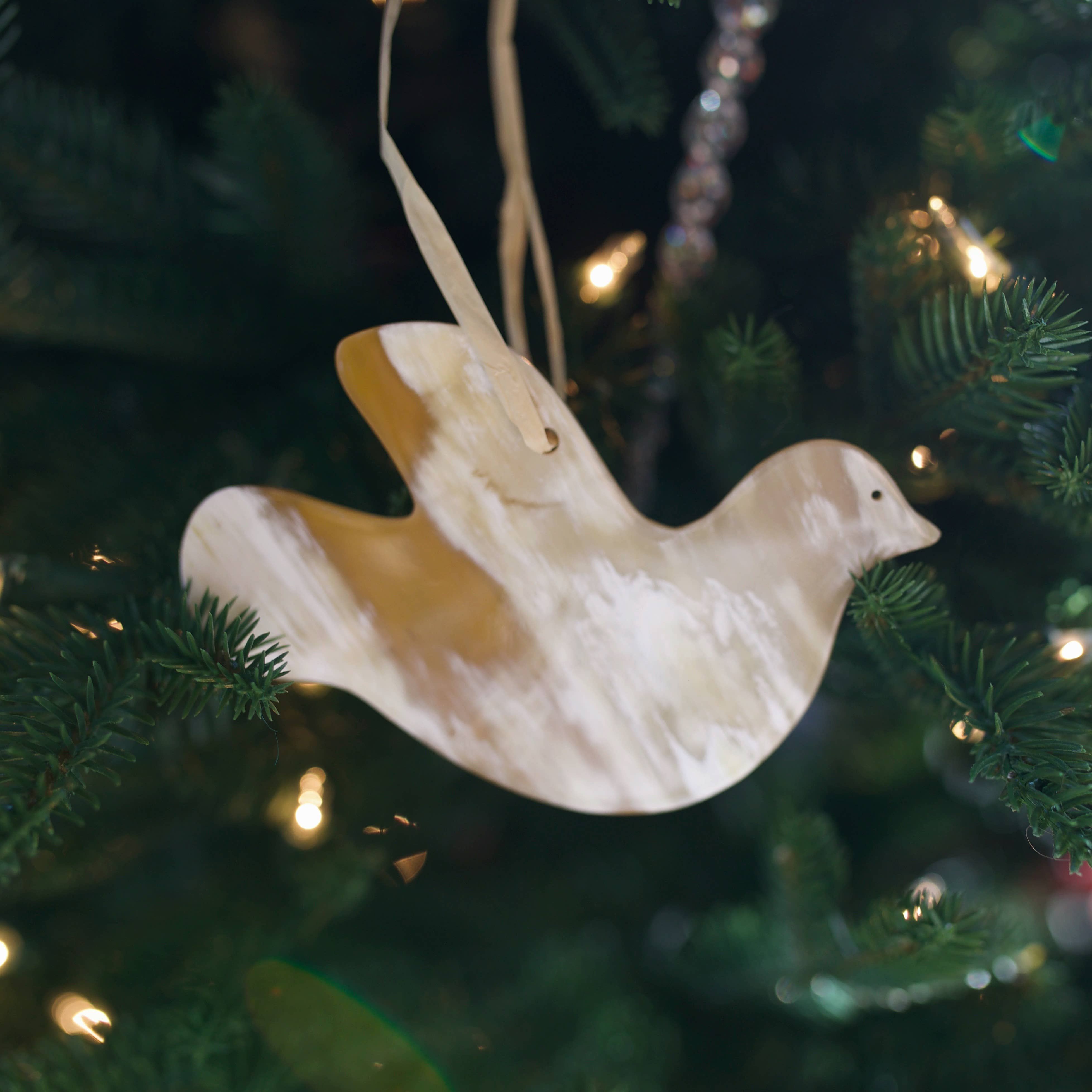 Dove Cow Horn Christmas Ornament