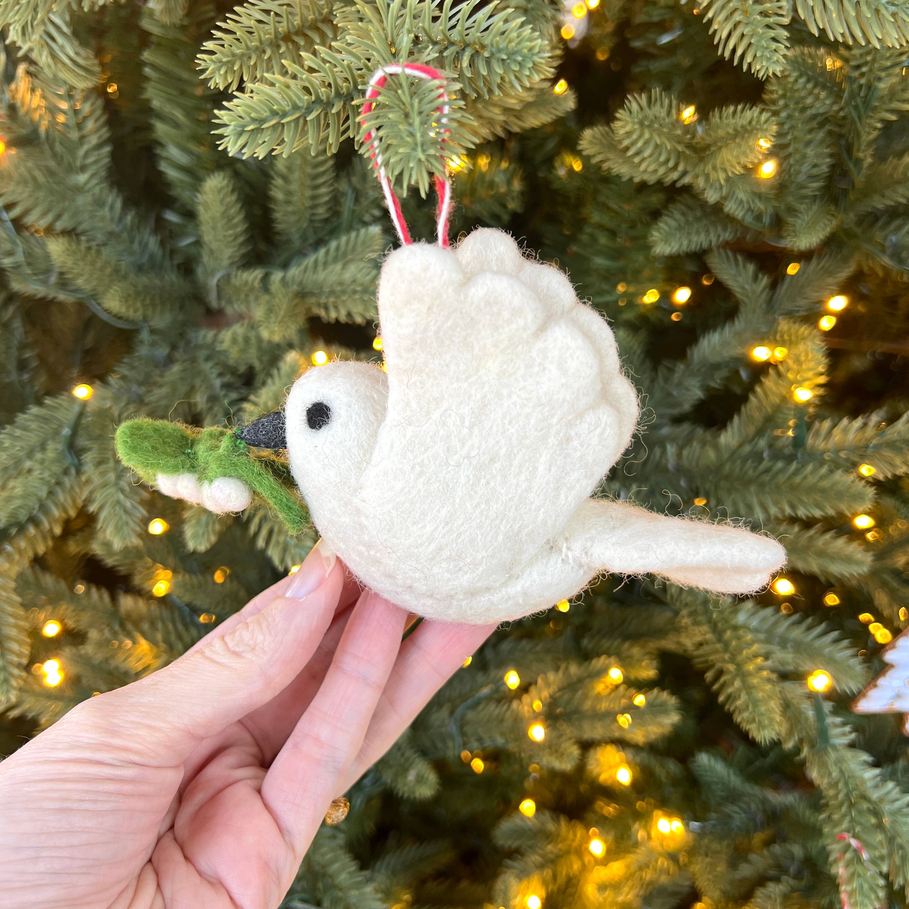 Dove with Olive Branch Felt Wool Ornament