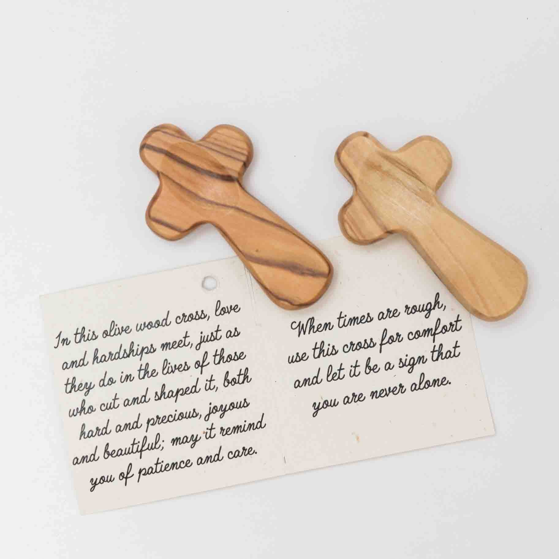 Duea Olive Wood Pocket Prayer Cross- Sold Individually