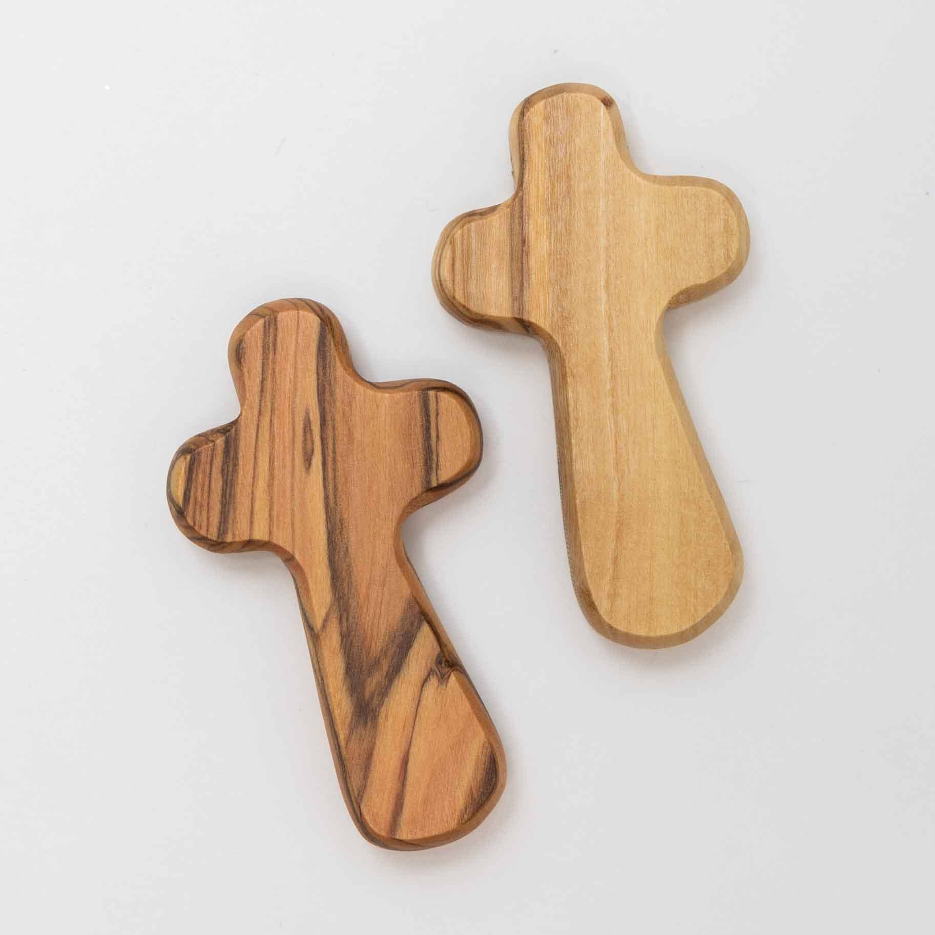 Duea Olive Wood Pocket Prayer Cross- Sold Individually