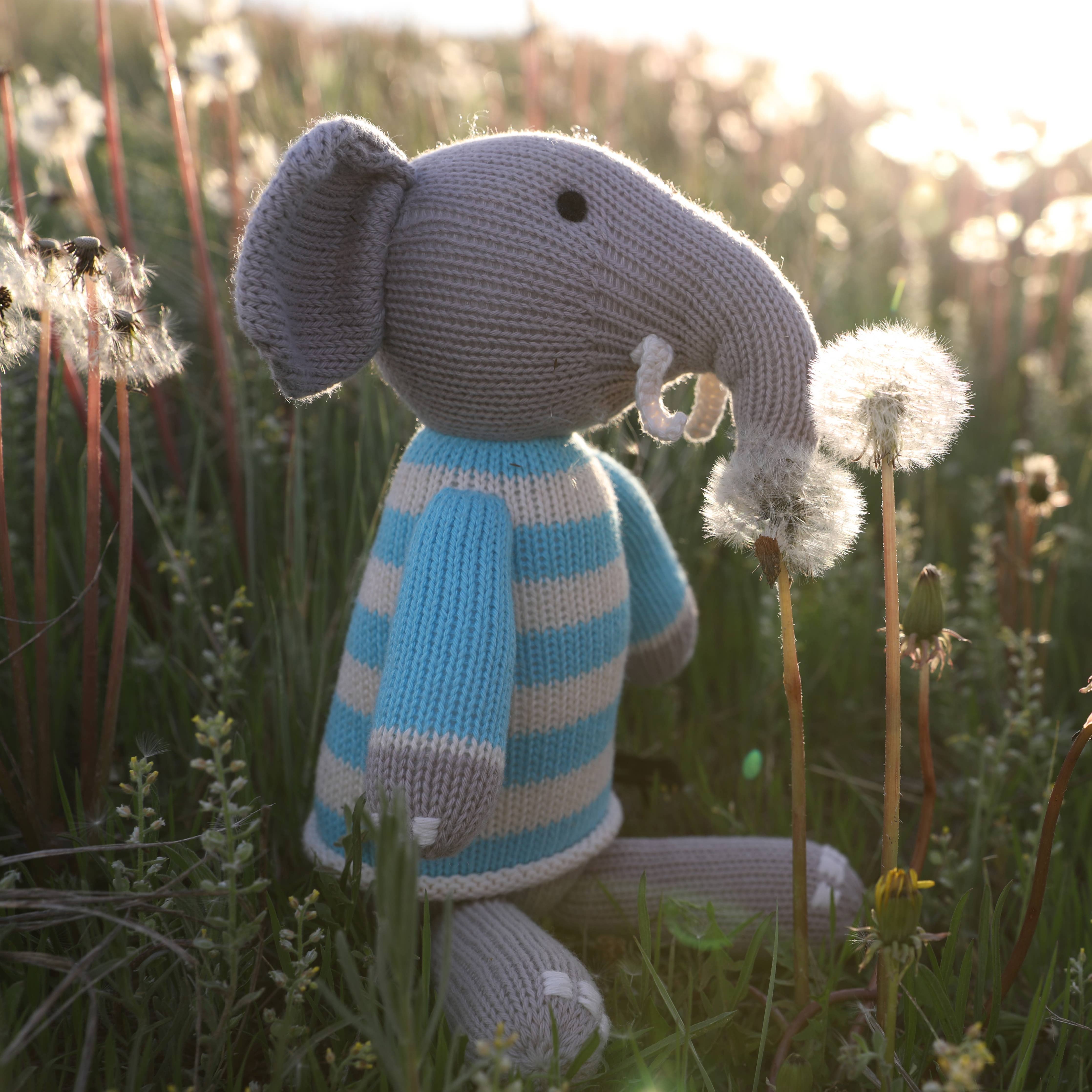 Elephant in Blue Sweater Stuffed Animal