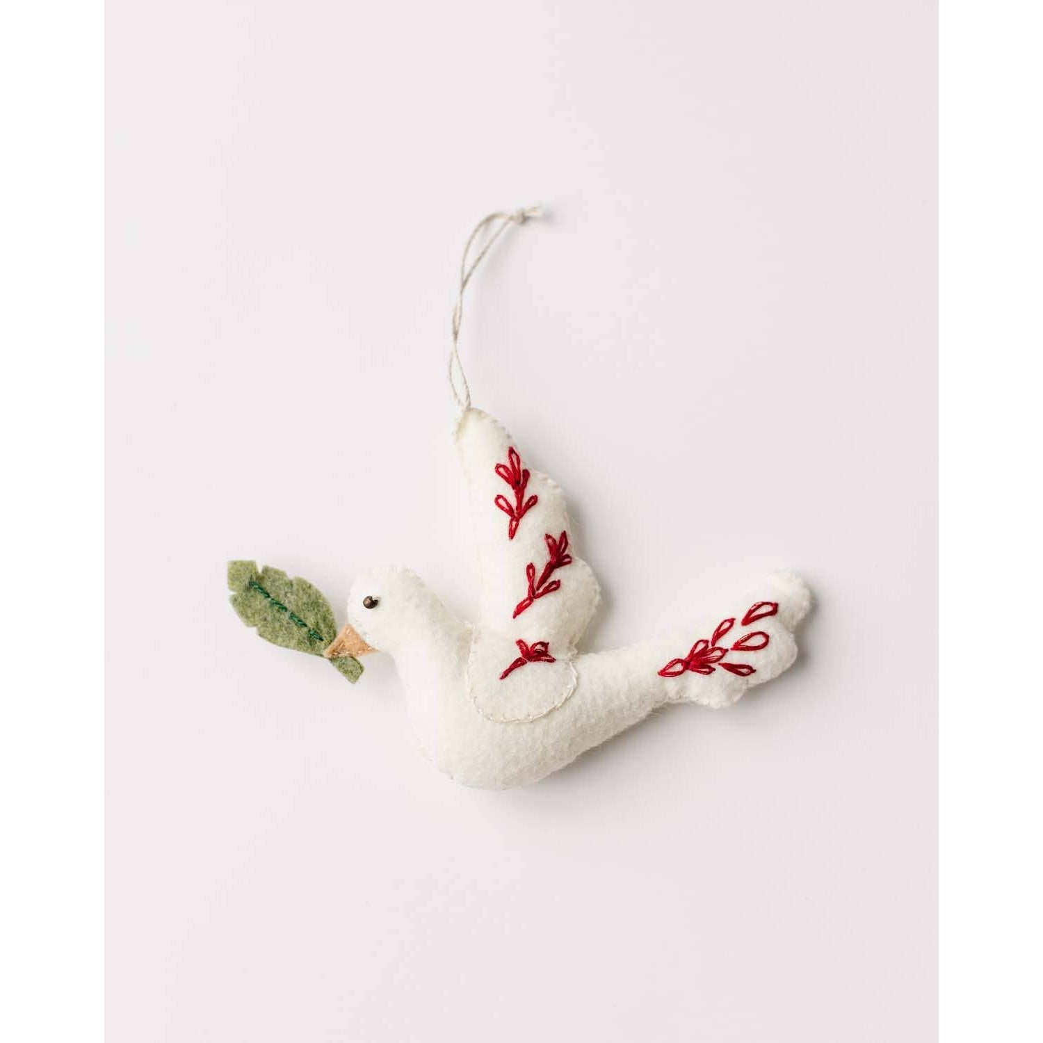 Elora Embroidered Felt Dove Christmas Ornament- Assorted Colors