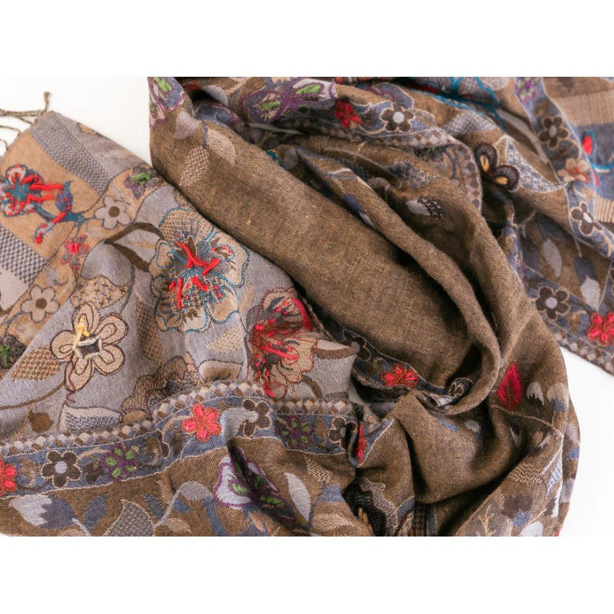 Embroidered Wool Wrap- Assorted Colors/Designs