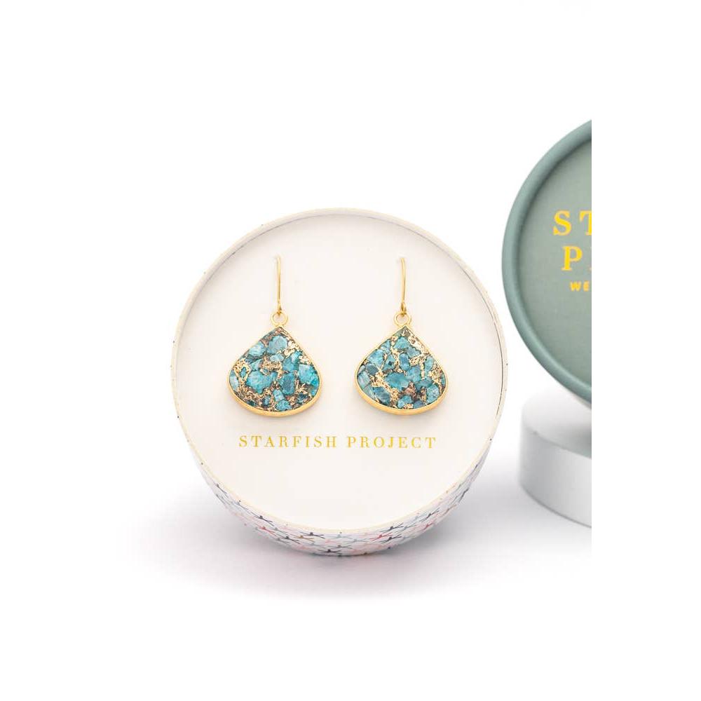 Emperor Stone Blossom Earrings - 14K Gold Plated Natural Stone Studs