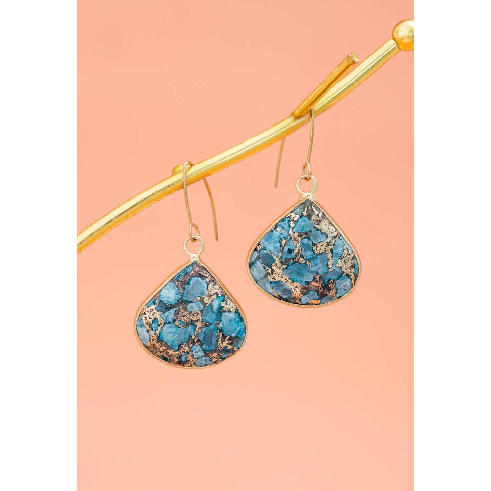 Emperor Stone Blossom Earrings - 14K Gold Plated Natural Stone Studs