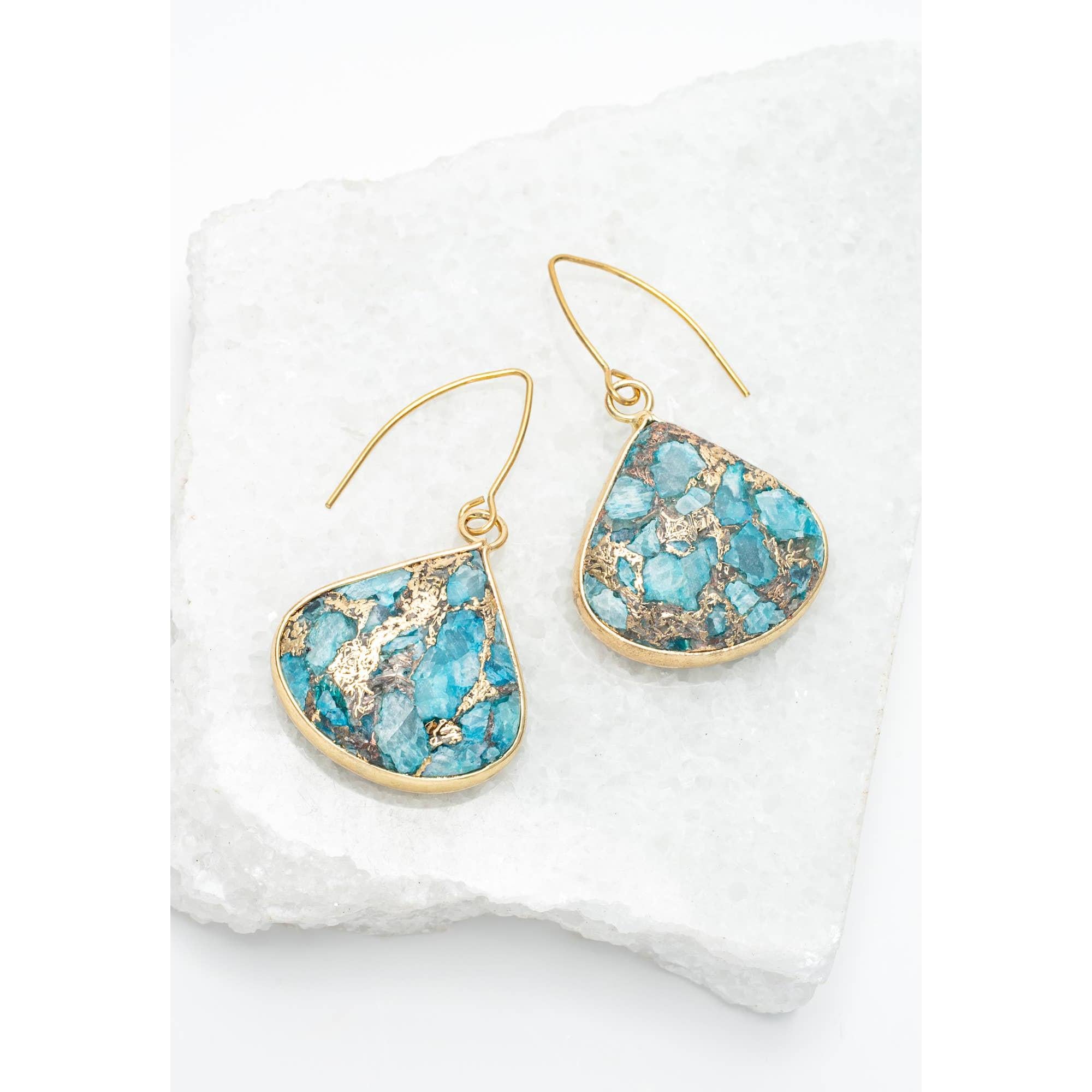 Emperor Stone Blossom Earrings - 14K Gold Plated Natural Stone Studs