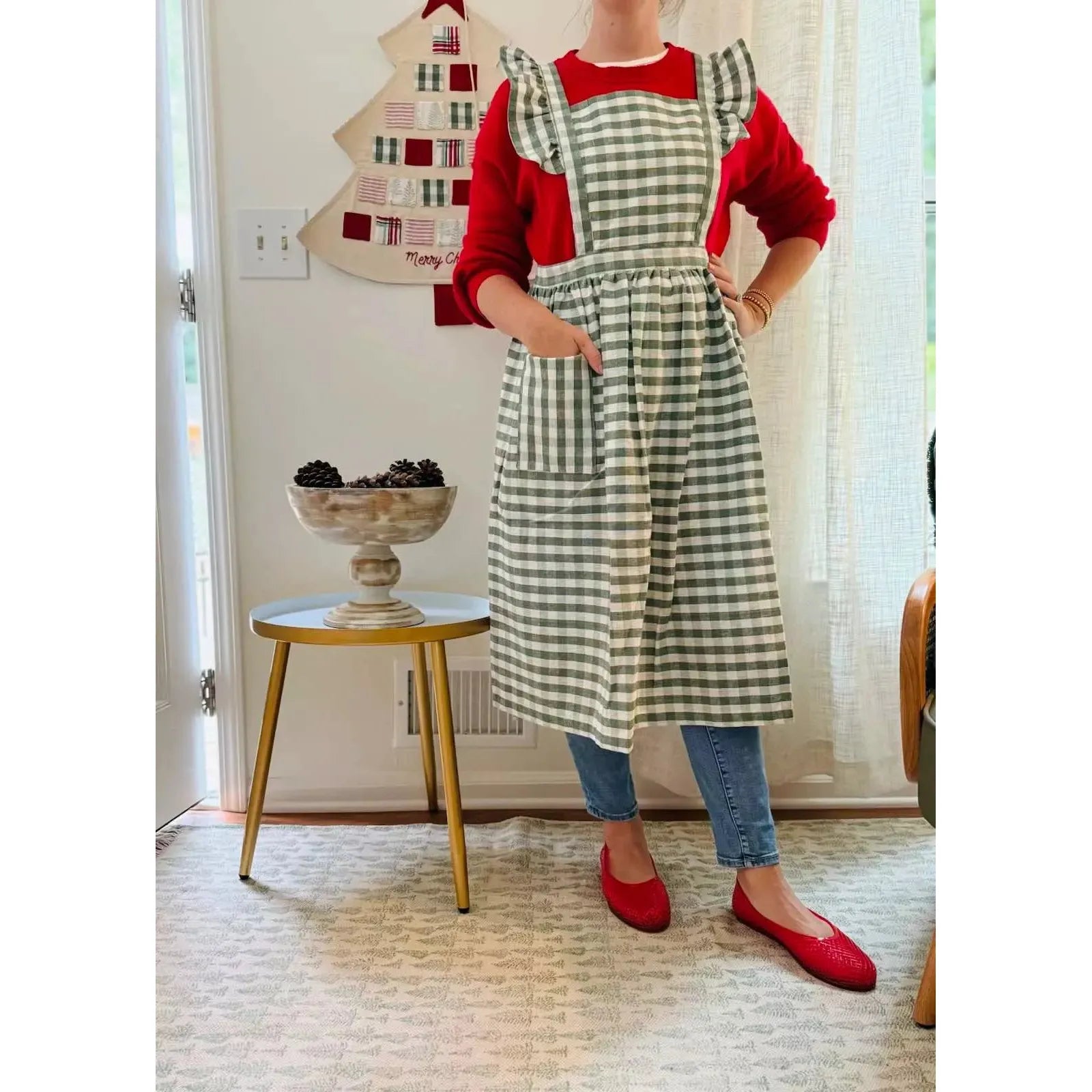 Evergreen Gingham Apron- Assorted Sizes- Sold Individually