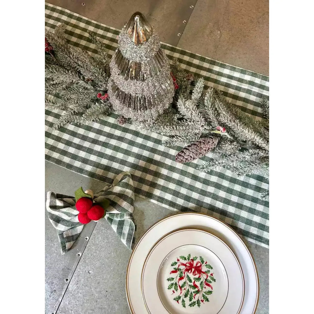 Evergreen Gingham Table Runner