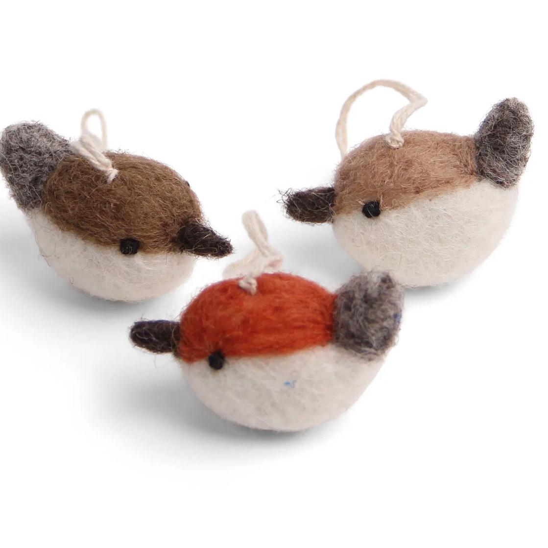 Felt Bird Ornaments- Assorted Browns- Sold Individually