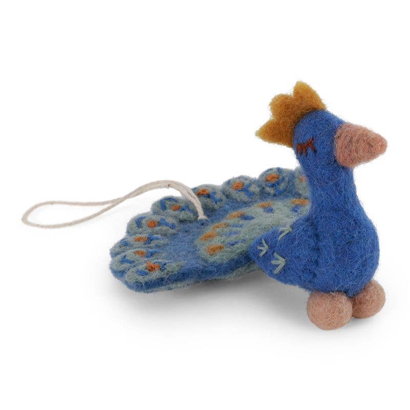 Felt Blue Peacock Ornament
