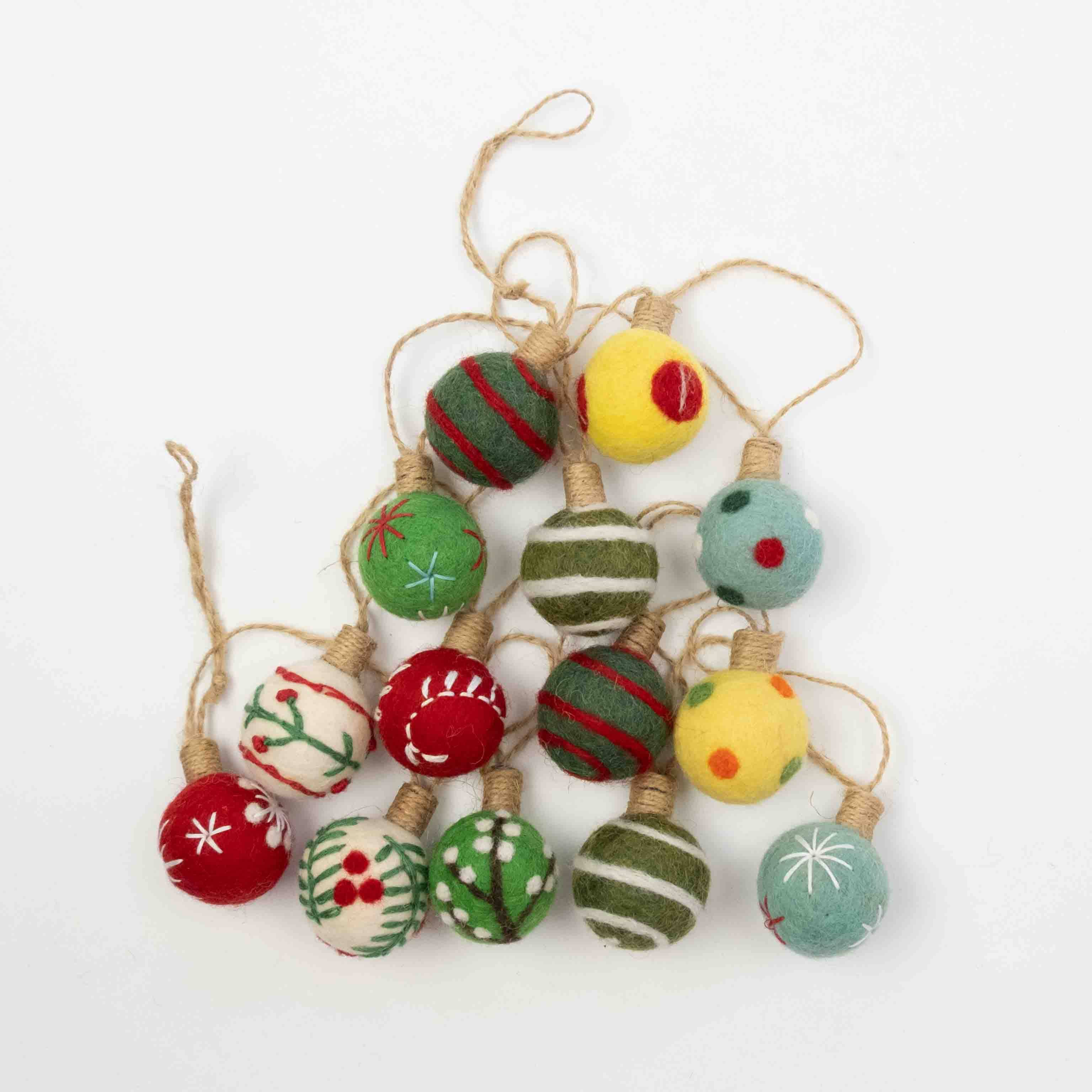 Felt Embroidered Christmas Ball Garland- Assorted Styles/Sizes