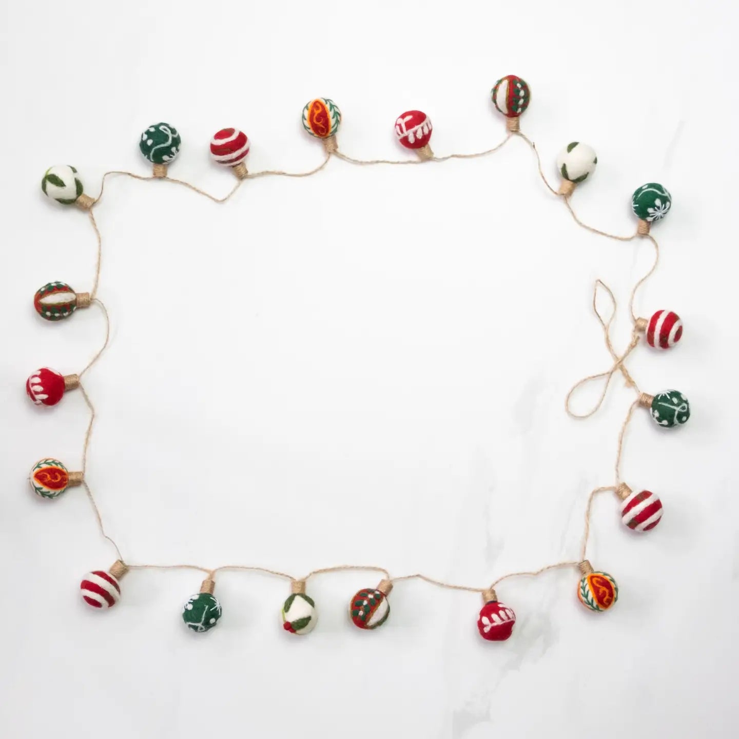 Felt Embroidered Christmas Ball Garland- Assorted Styles/Sizes