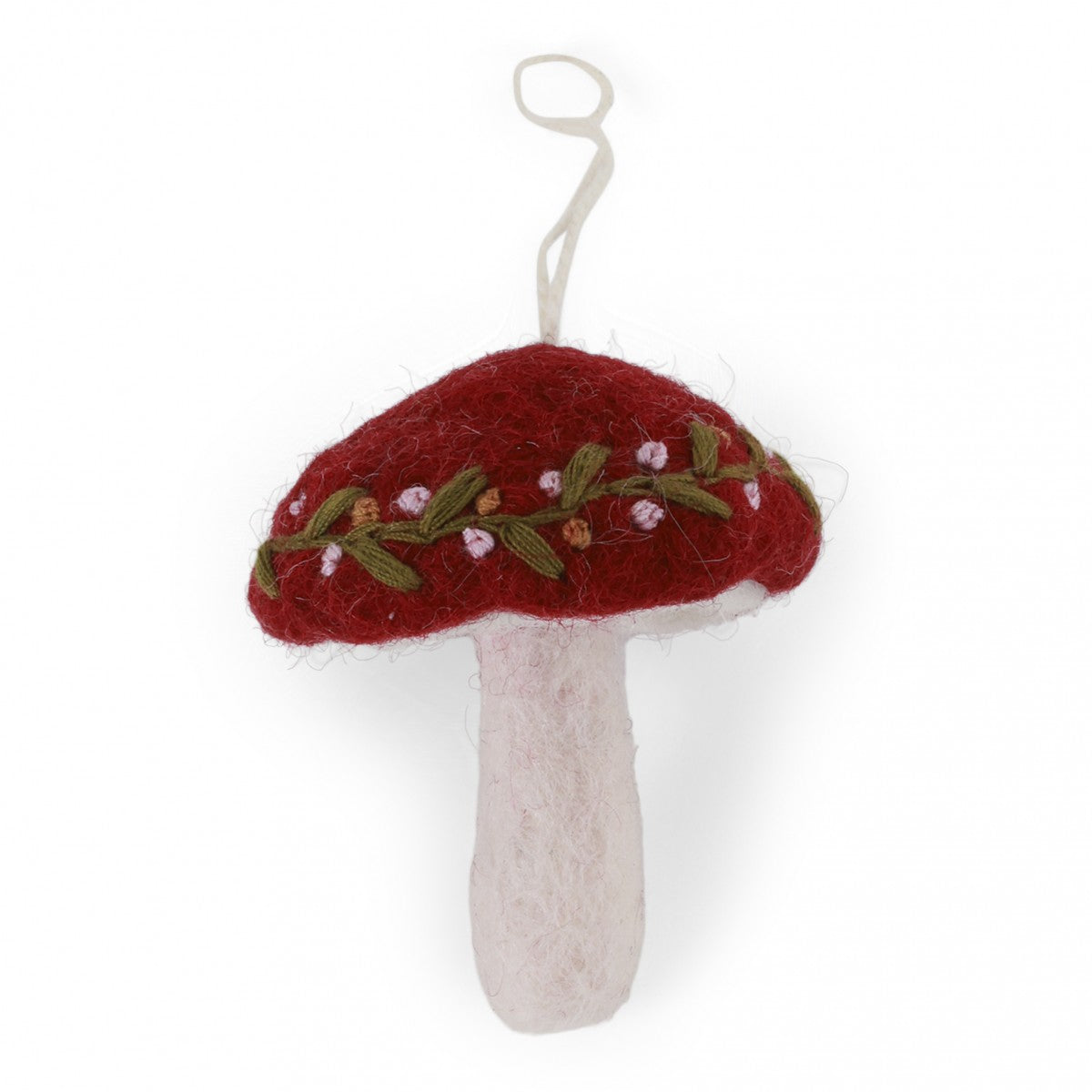 Felt Embroidered Mushroom Ornament- Assorted Sizes