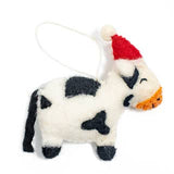 Felt Farm Animal Santa Hat Ornament